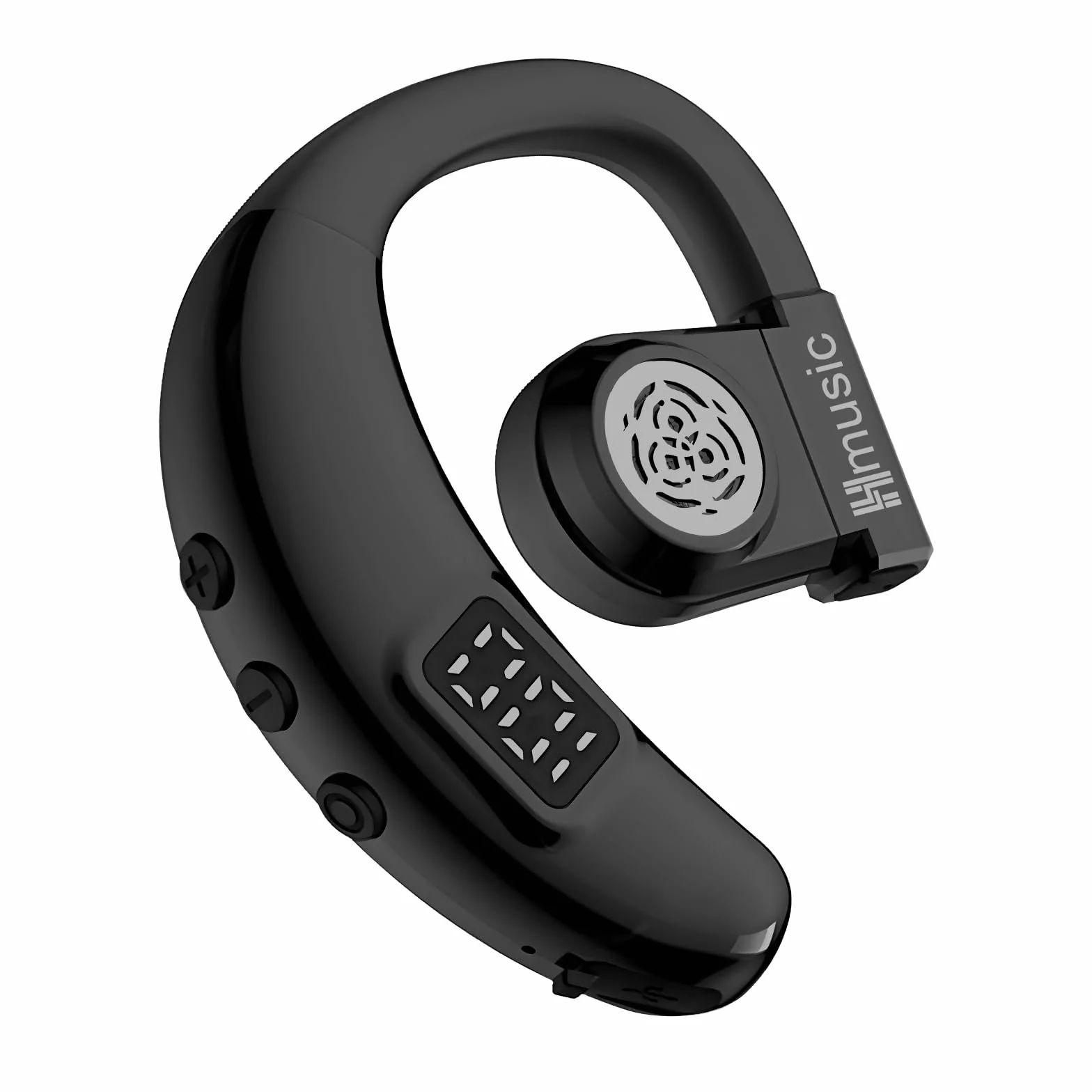 Hmusic Oreillette Bluetooth sans Fil V5.4, IPX5 Étanche, Kit Mains Libres avec 2 Micro Anti-Bruit, 20H d'Autonomie, 18g Ultra-léger, Affichage Numérique LED, pour Conduite, Bureau, Affaires