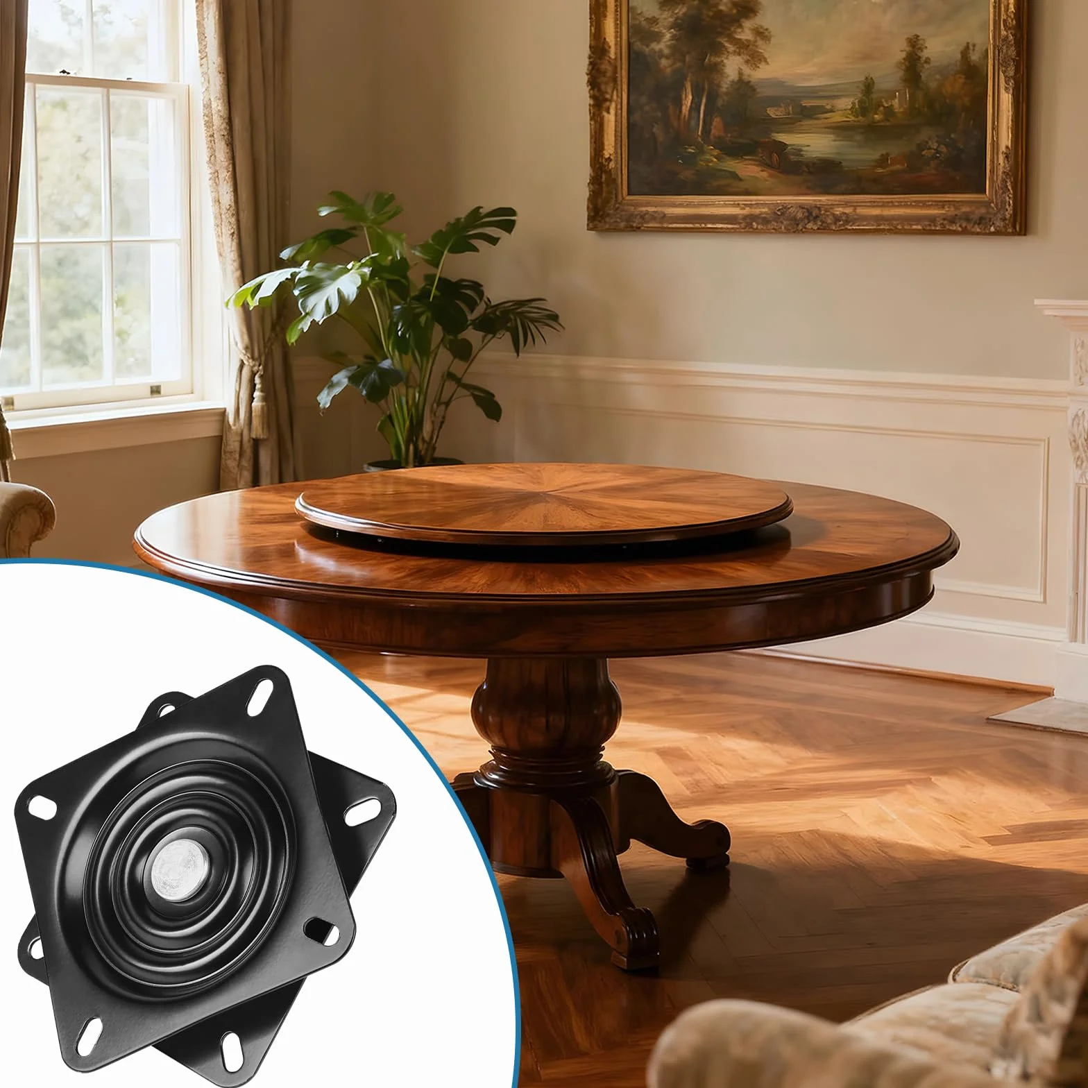 LALAGO Table Tournante de Chaise Pivotante, Plateau Tournant Roulement à Billes, 246 * 246 * 22,6mm, Plateau Tournant à Roulement à Billes à 360 °, pour Tabourets Tables Étagères TV (10 inch)