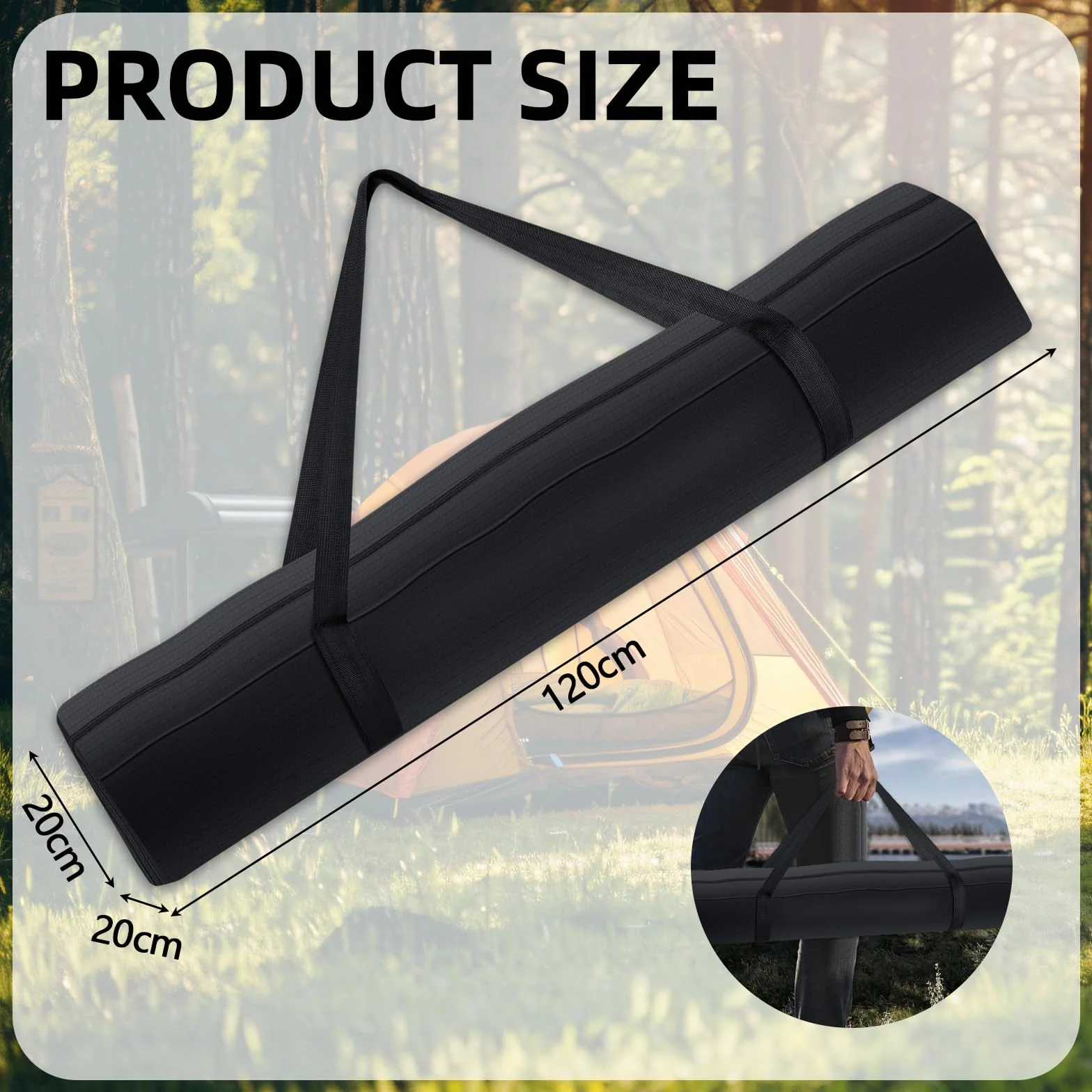 Zikenis Sac de Trépied 120×20 cm étanche pour Camping, Rangement Portable pour mât de Tente
