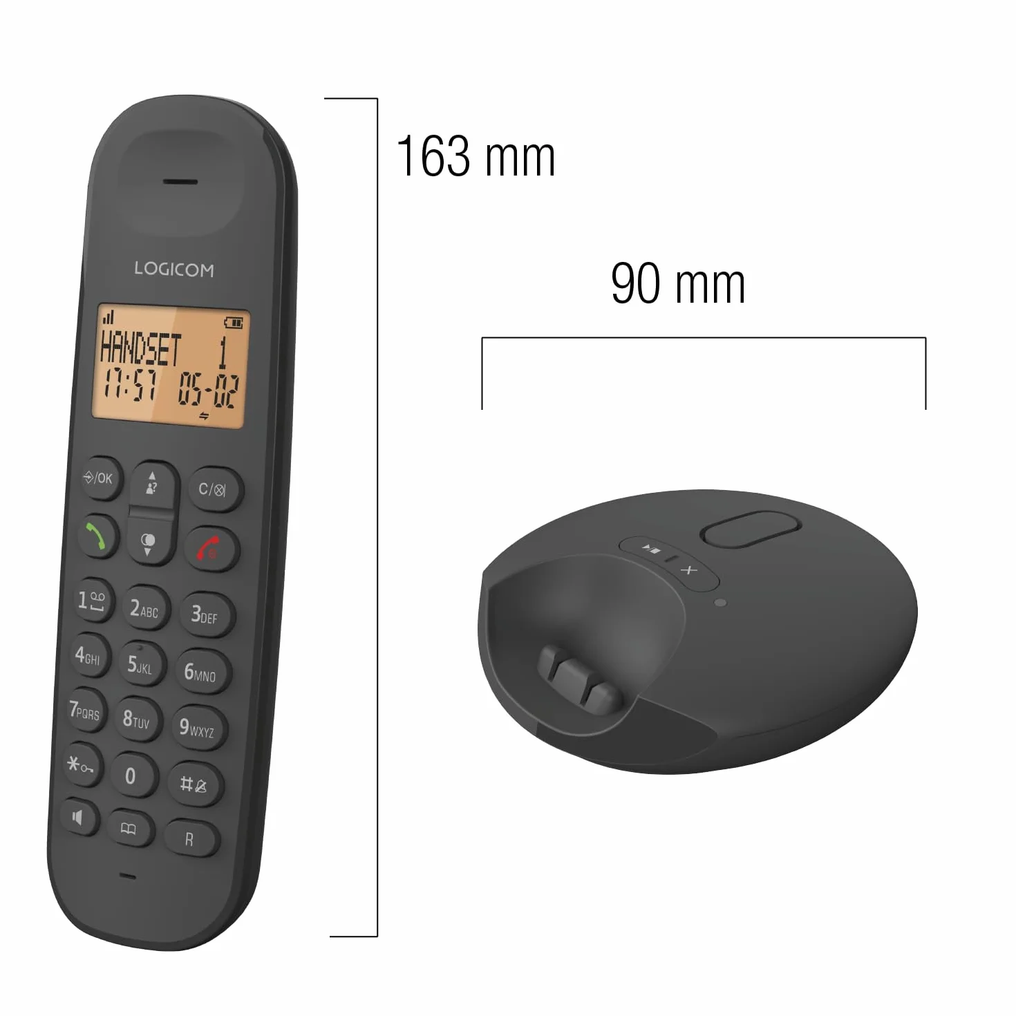 Logicom ILOA 255T Téléphone Fixe sans Fil avec Répondeur Enregistreur - Duo - Téléphones analogiques et dect - Noir