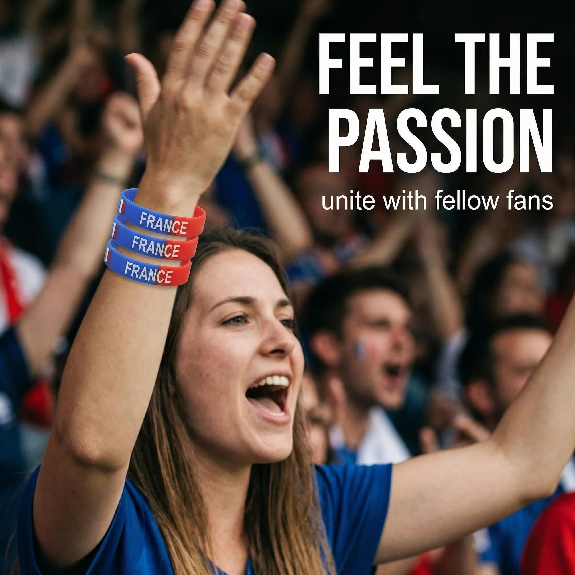 Lot de 3 Bracelets Silicone France - Accessoire Supporter Drapeau Français pour Football et Rugby - Kit Supporter Idéal