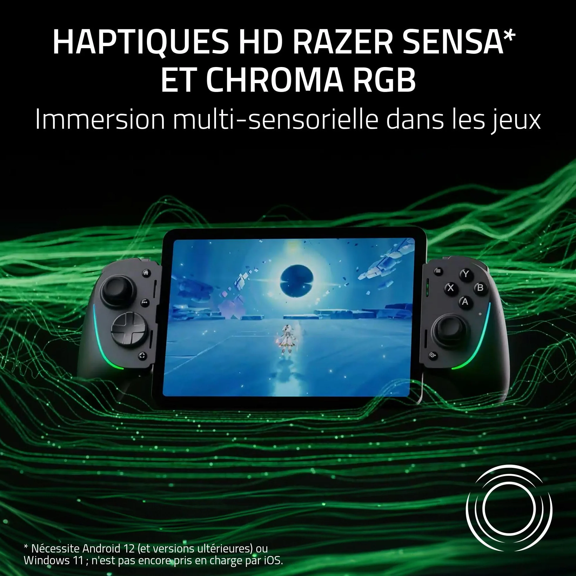 Razer Kishi Ultra - Contrôleur de jeu USB-C pour iPhone, smartphones Android et iPad Mini (haptique Sensa HD, Chroma RGB, chargeur passthrough, boutons Mecha-Touch et D-Pad, jeu mobile) Noir