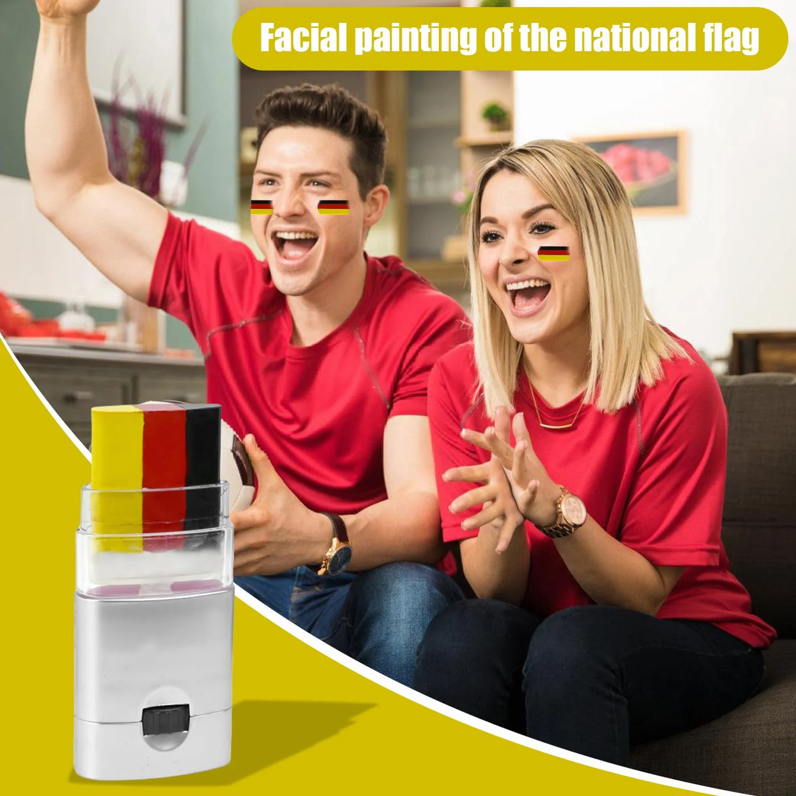 Crayon De Maquillage Stick Tricolore Bleu Blanc Rouge Pour Les Fêtes Football Championnat Europe 2025
