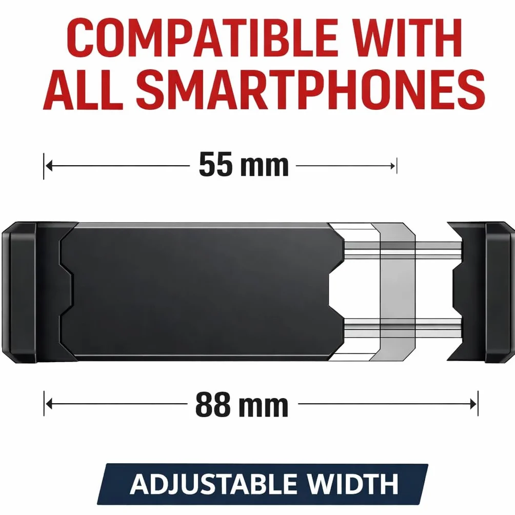 Générique Support téléphone Voiture pour Grille d’aération – Fixation Stable et Universelle (Noir)