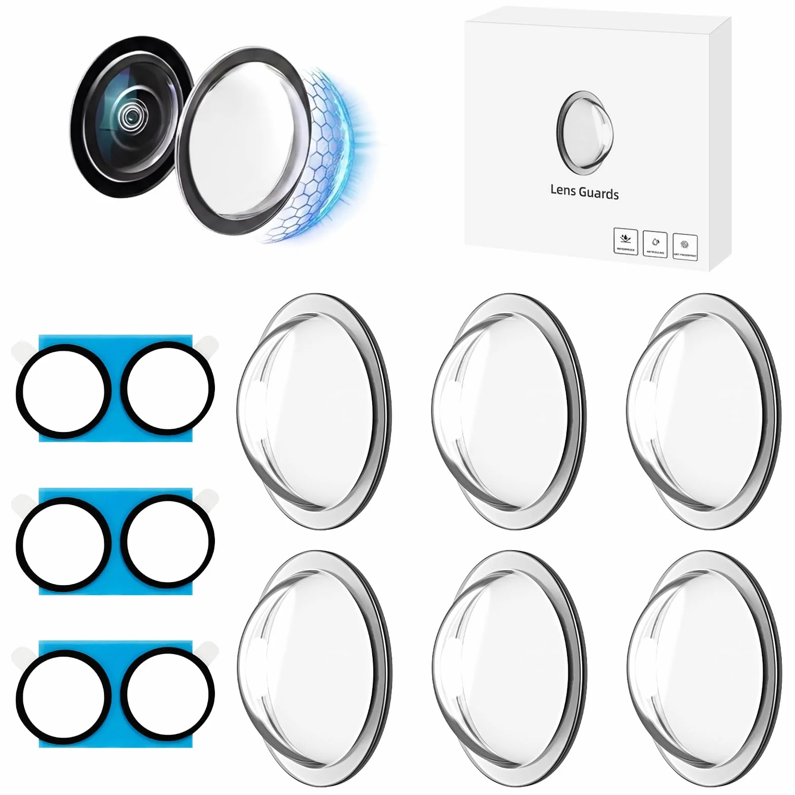 6 Pièces Protection d'objectif pour Caméra de Recul de Voiture Kit,360° Transparentes Protection de Caméra de Voiture Contre la Pluie, pour Voitures, SUV