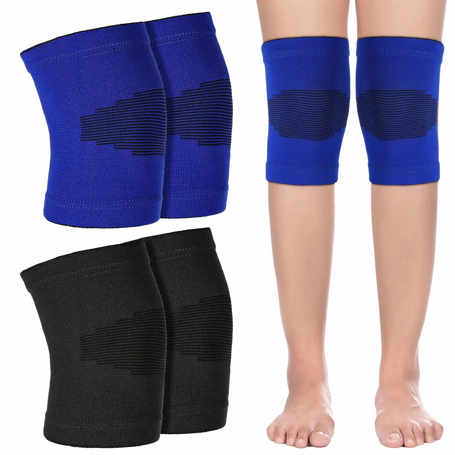 Genouillères pour enfants handball volleyball respirantes élastiques bleu Lot de 2 paires