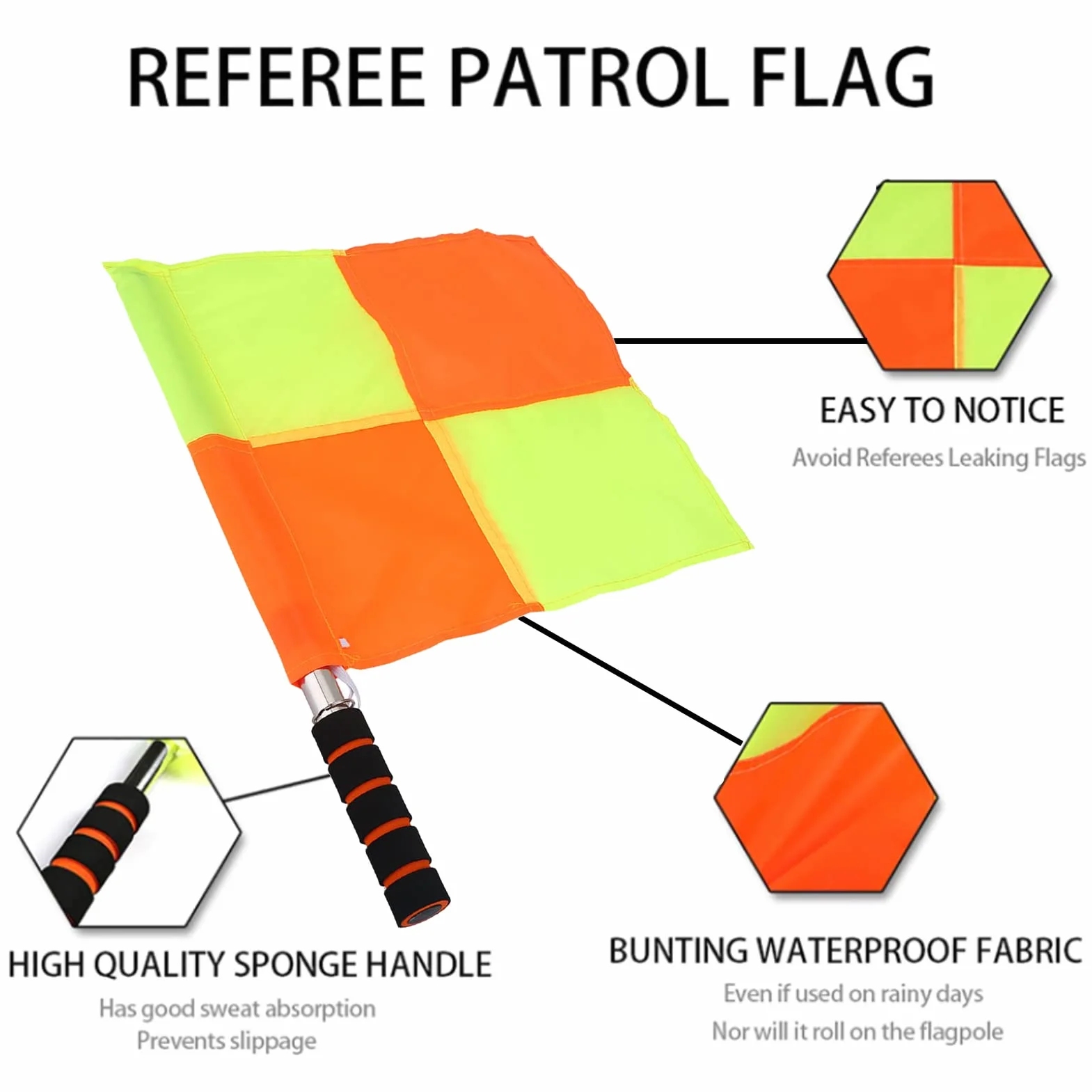 Drapeaux D'arbitre De Football Tiiyee 2pcs Étanche Haute Visibilité Rouge Et Jaune