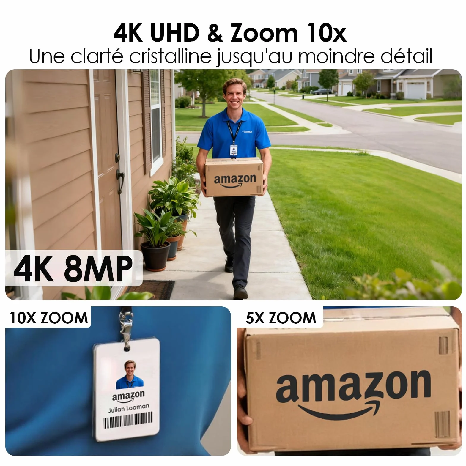 CZEview 2K/4K Camera Surveillance WiFi Extérieure Solaire sans Fil, System d'Alarme, 360° Caméra Exterieure Batterie, Détection Mouvement, Vision Nocturne en Couleur (Blanche, 2k)