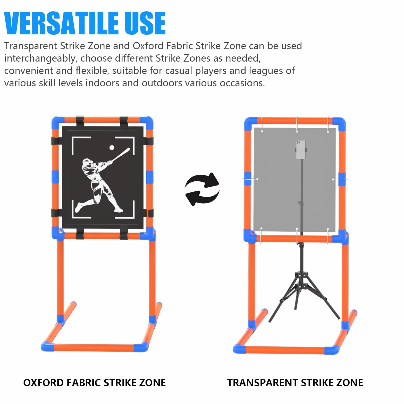 Cible de zone de frappe de baseball avec cadre PVC robuste et trépied réglable