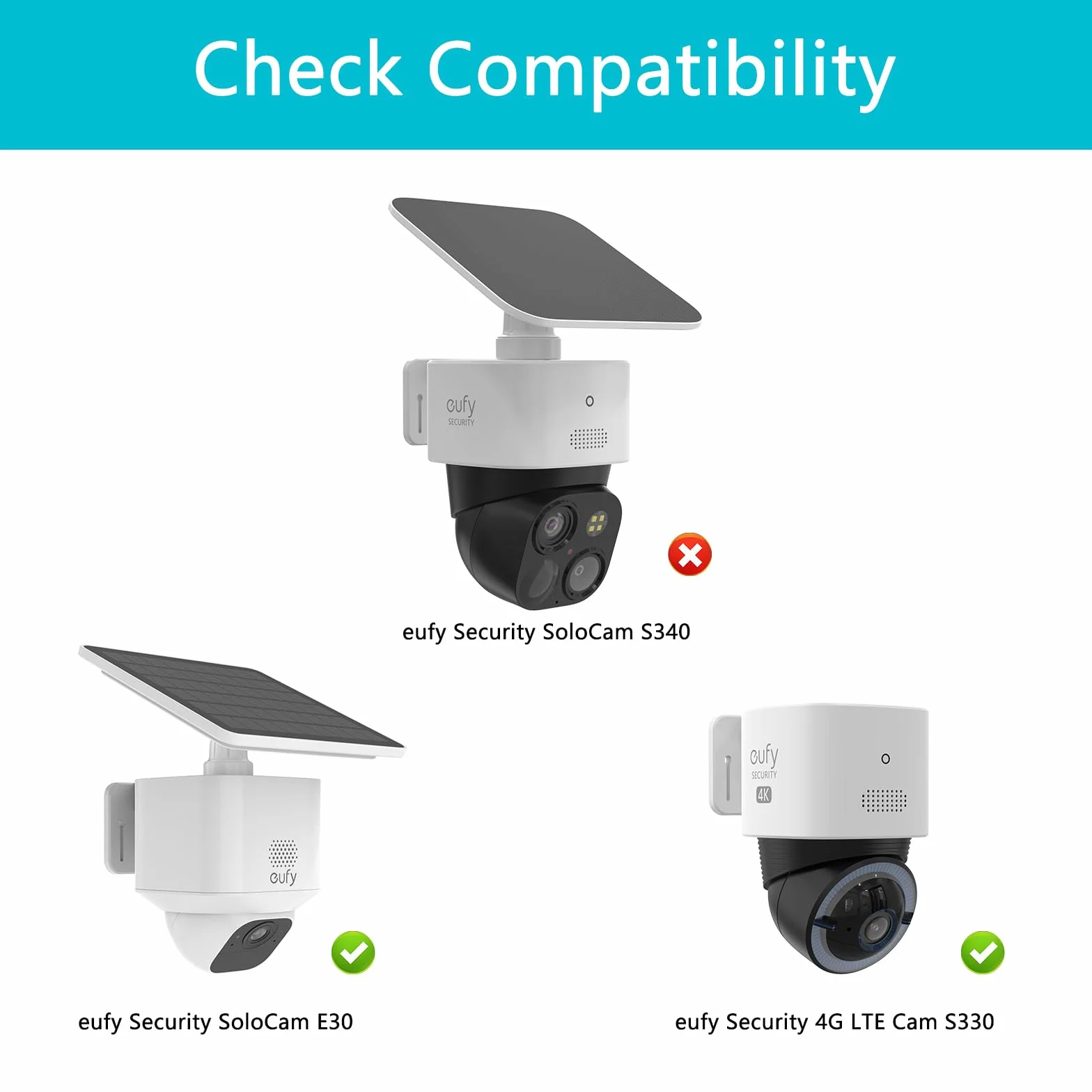 HOLACA Sun Rain Shade Couvercle de caméra compatible avec eufy Security SoloCam E30/E42 et eufy Security 4G LTE Cam S330