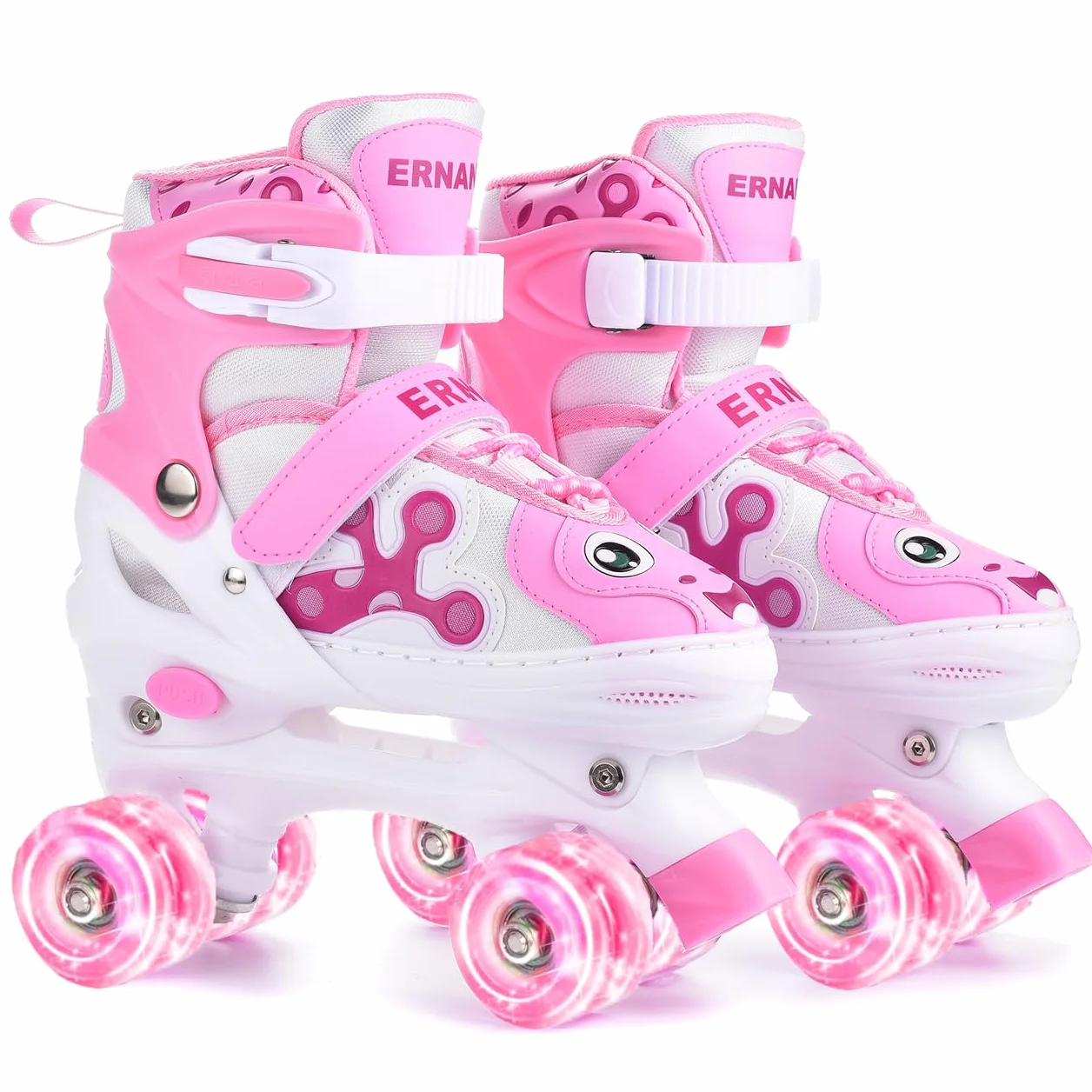ERNAN Roller Enfant 4 Taille Réglable 8 Roues Lumineuses Patins à Roulettes Débutants