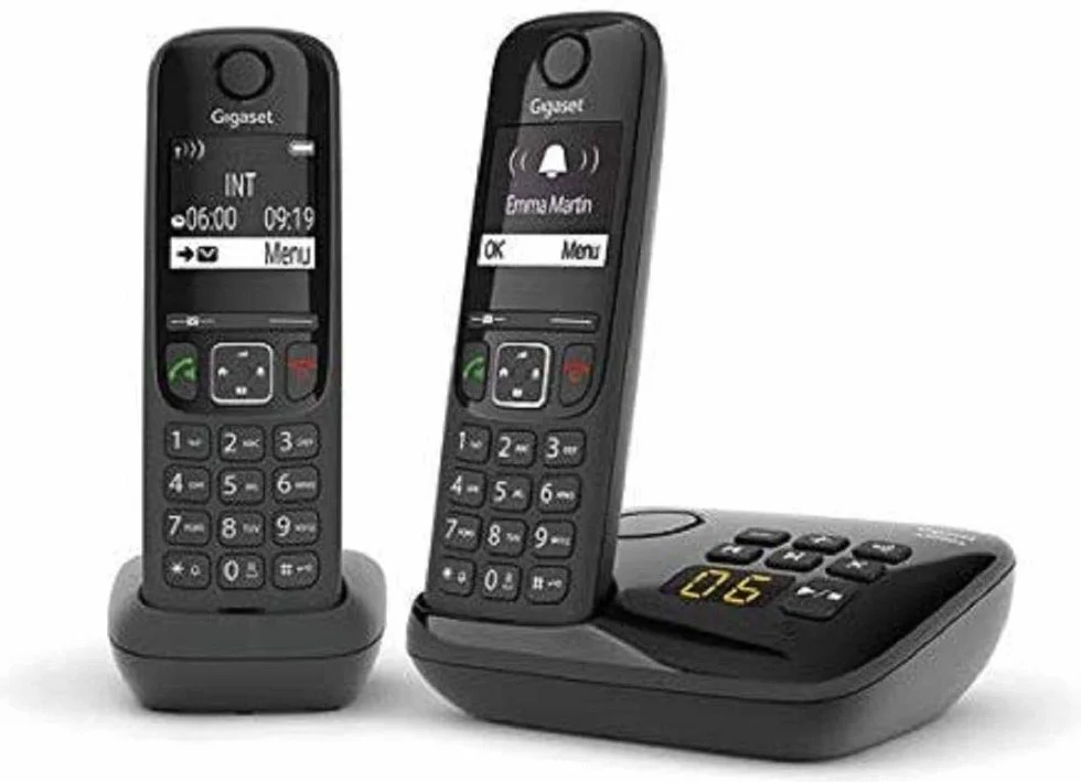 Gigaset AS690A Duo Téléphone fixe sans fil avec répondeur 2 combinés Noir