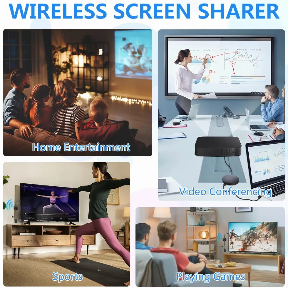 Adaptateur Dongle HDMI sans Fil 1080P 2,4/5 GHz Miracast WiFi Streaming TV Moniteur Projecteur