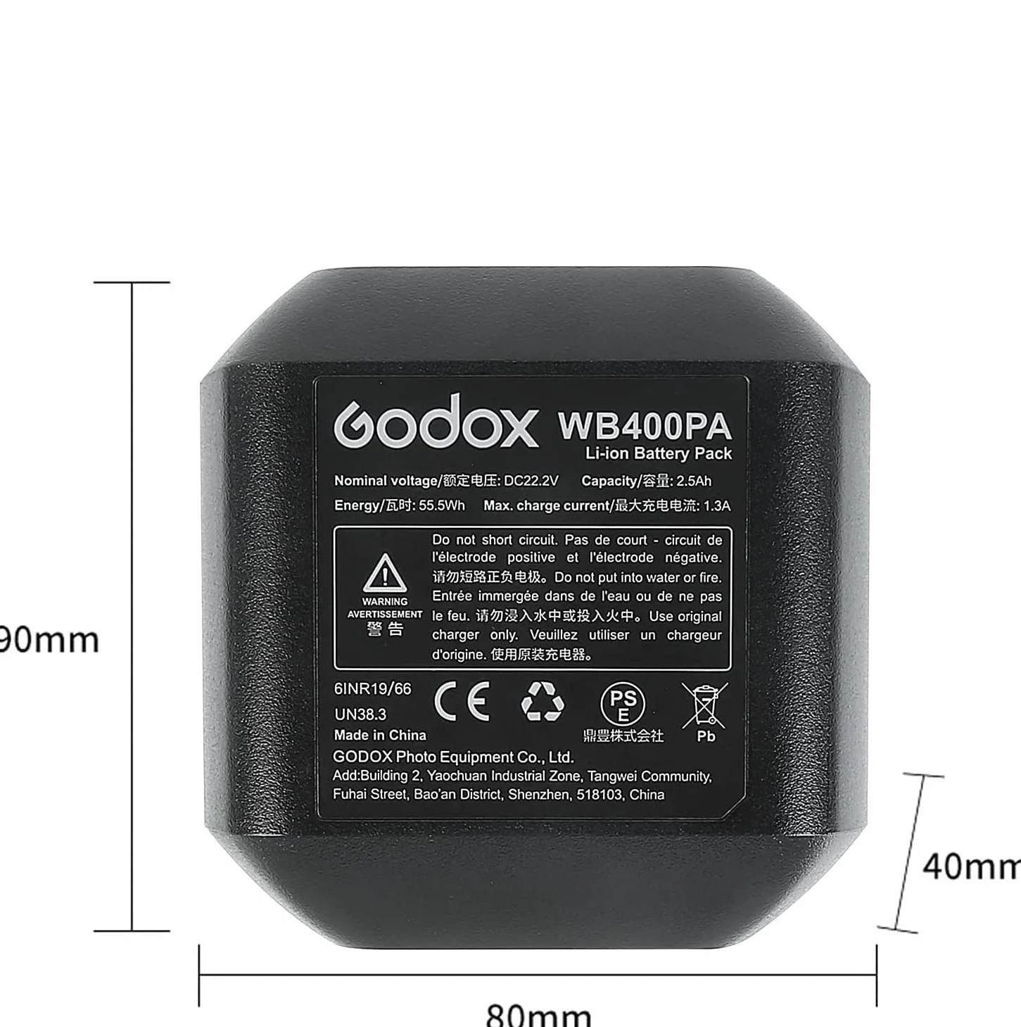 Godox AD400Pro Batterie de Rechange WB400P Compatible avec Godox AD400 Pro Studio Stroboscope avec DC 21.6V 2600mAh 56.16Wh Haute Performance Lithium Photo Accessoire Accessoires ...