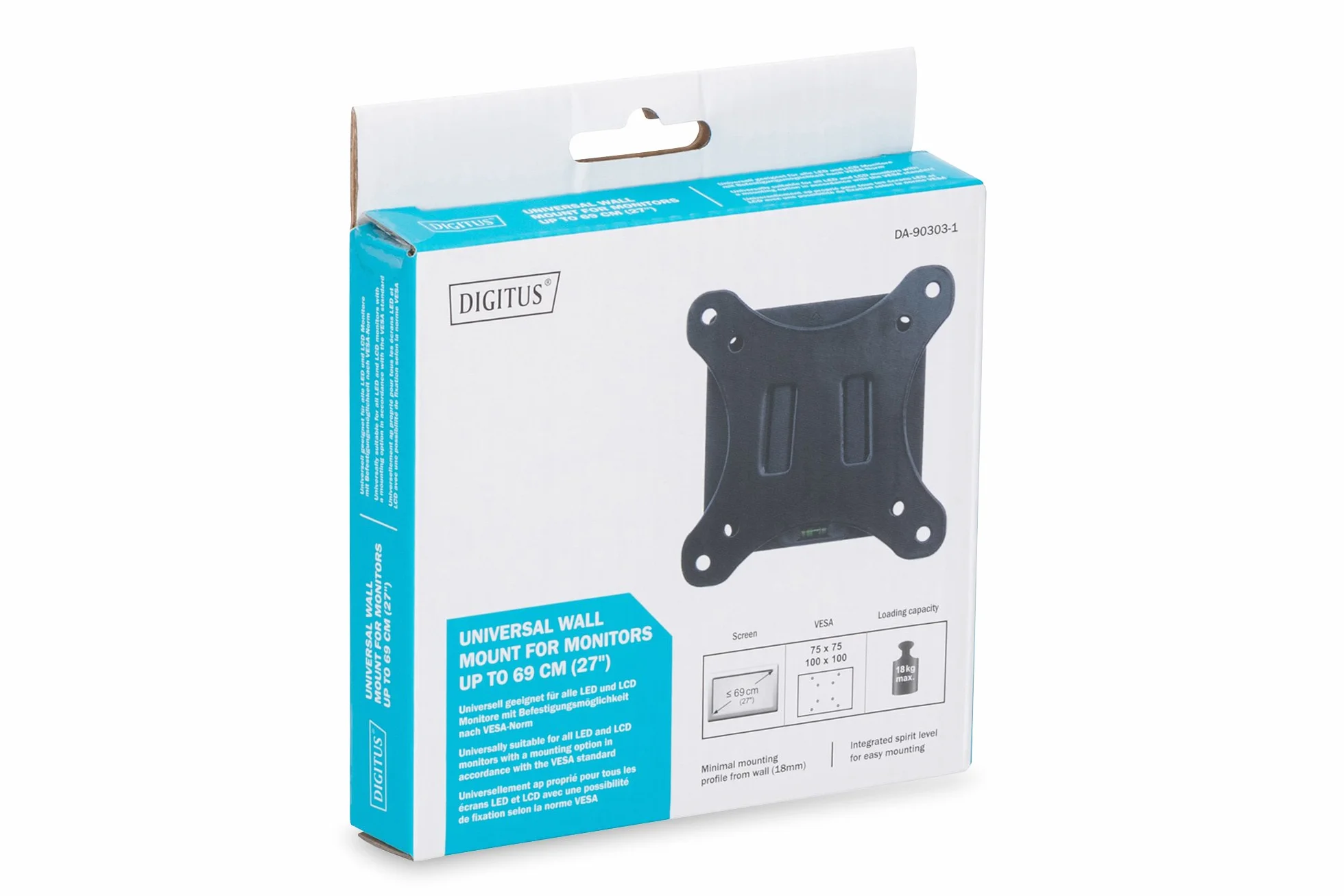 DIGITUS Support mural pour écran LCD / LED jusqu'à 81 cm (32 "), support de fixation, charge maximale de 18 kg, VESA max 100x100