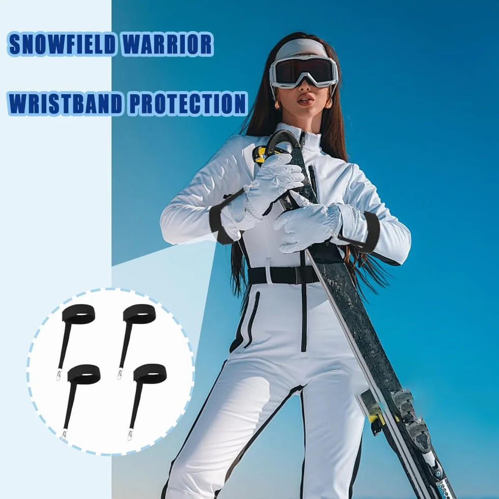 Sangles de Poignet pour Gants de Ski Sangle de Sécurité Réglable Anti-Perte 4 Pièces
