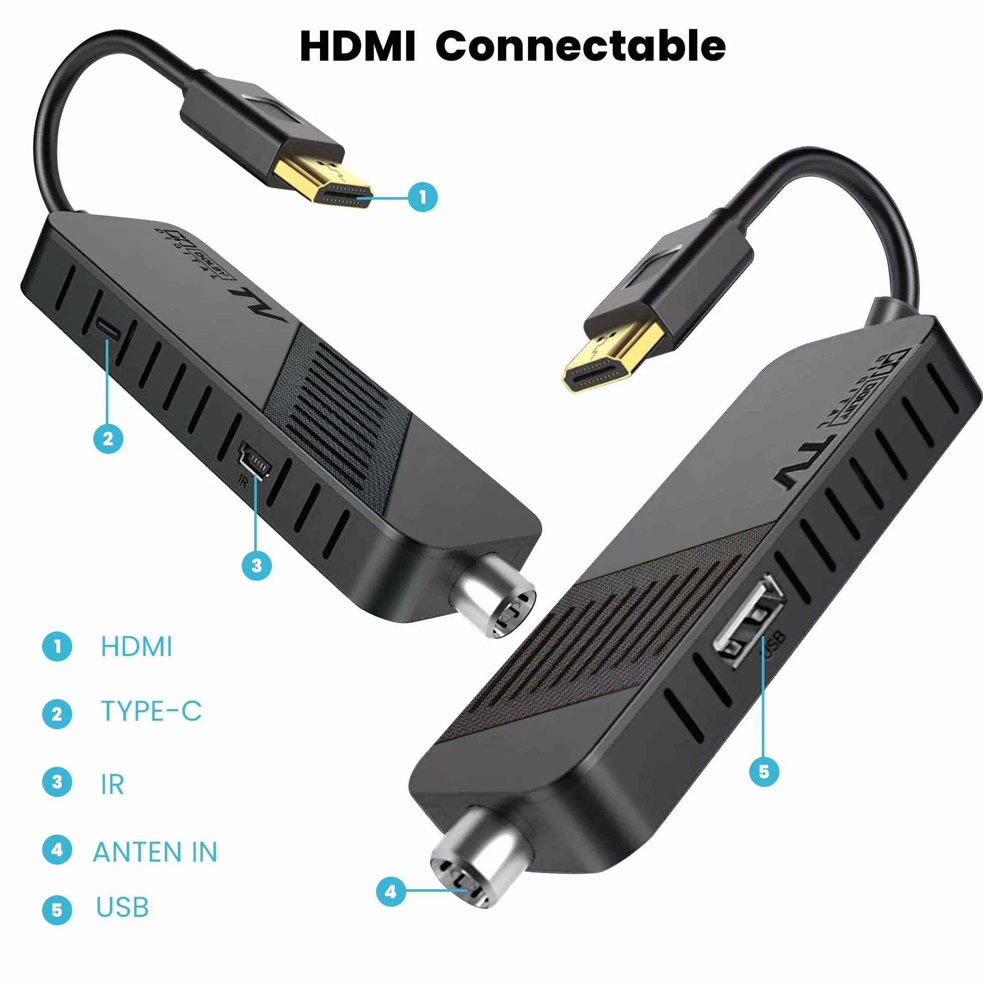 Leyf Décodeur DVB-T2 TNT Full HD 1080P HEVC H265, HDMI/AV USB, Télécommande 2en1