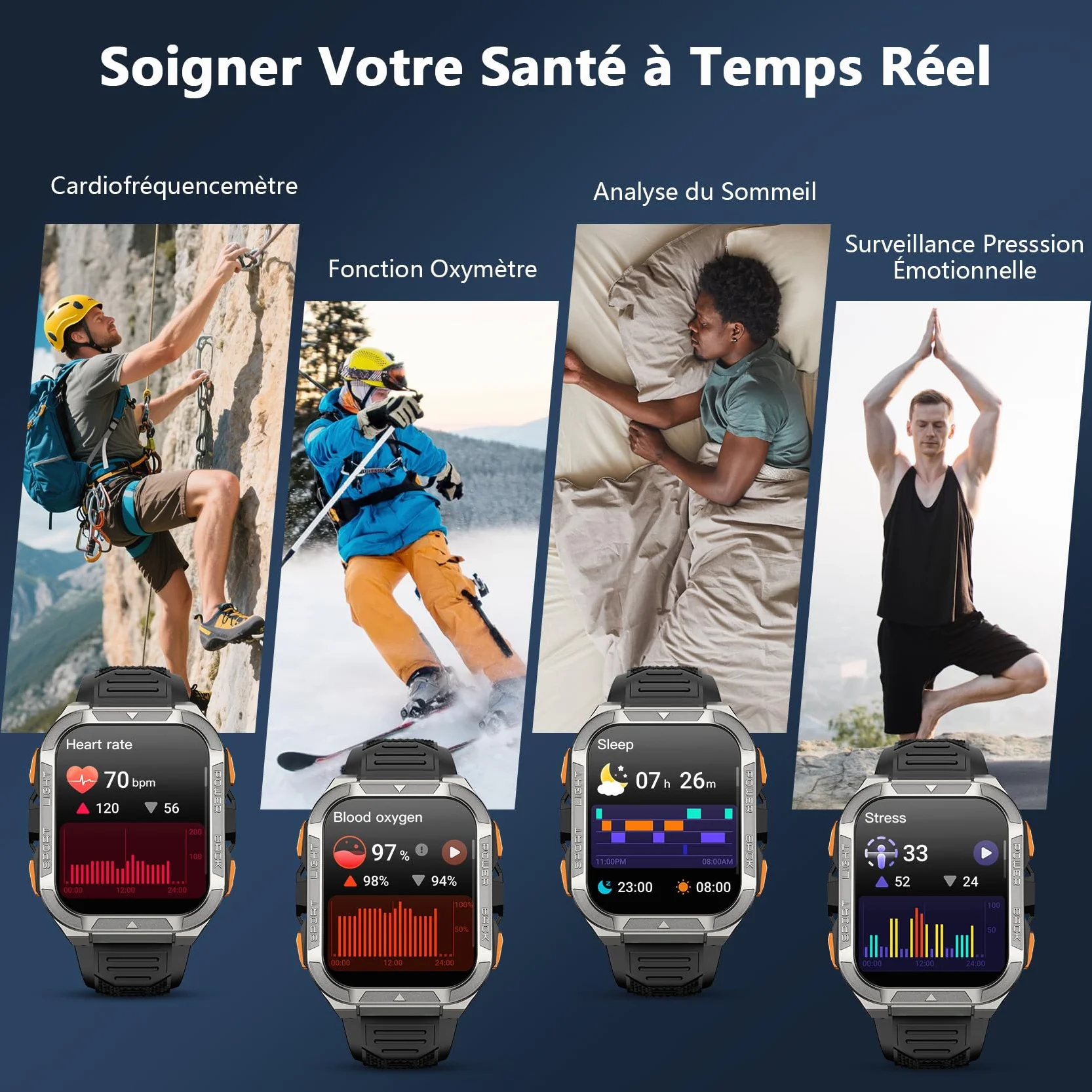 Blackview Montre Connectée Homme avec GPS Intégré, Montre Connectée Appel Bluetoot 900 mAh Batterie, Montre Sport avec Podometre,110+ Sportifs,Suivi Santé et Sommeil, Smart Watch pour Android iOS