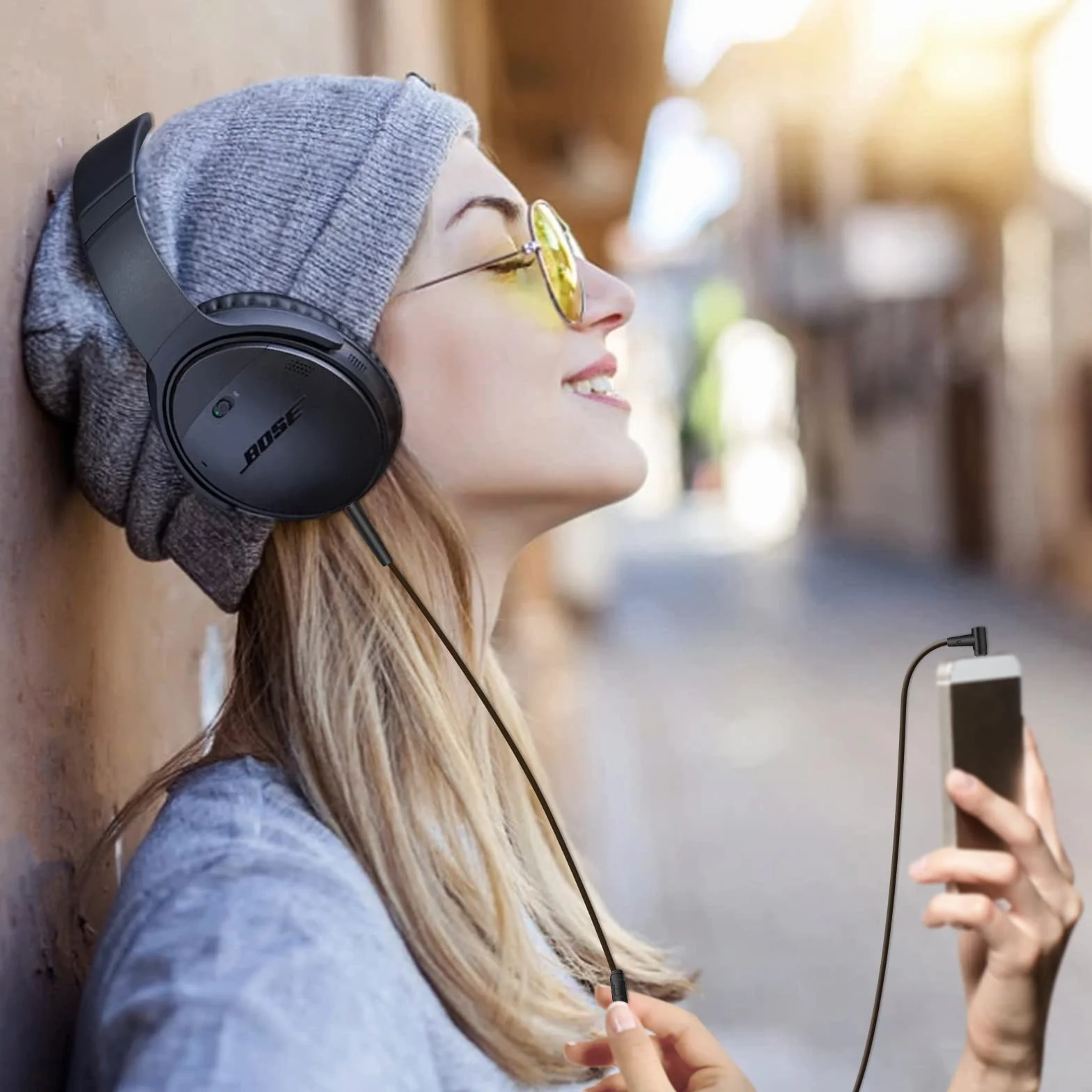 BINGLE Câble audio de rechange 3.5mm à 2.5mm avec Micro/Télécommande 1.2m pour Casque Bose 700, QuietComfort 25, 35II, OE2, OE2i, On-Ear 2 Noir