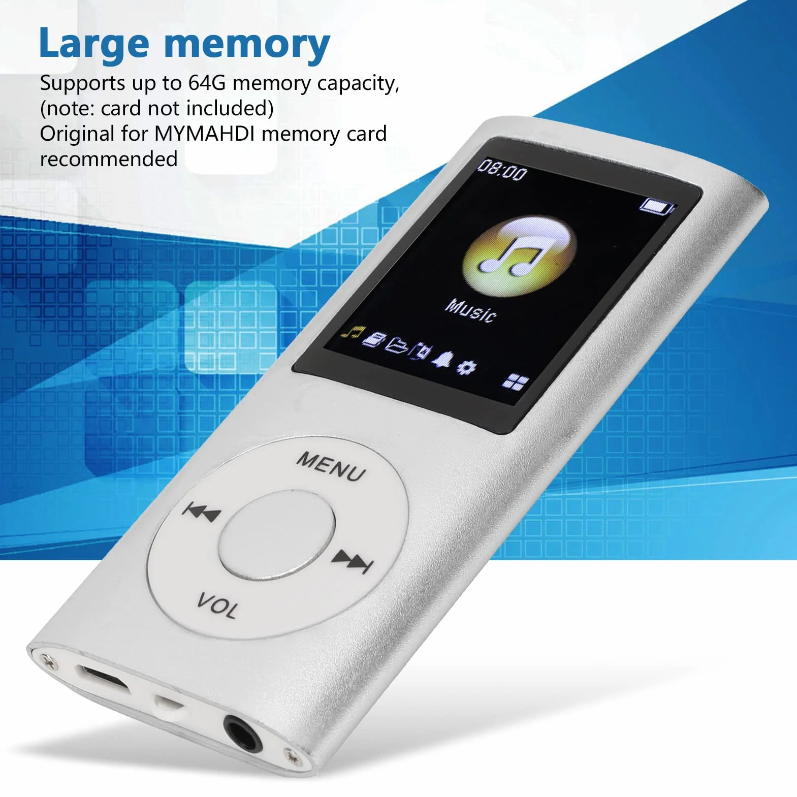 Lecteur MP3 Portable avec écran 1,8 Pouce, Son sans Perte, Audio Numérique Classique