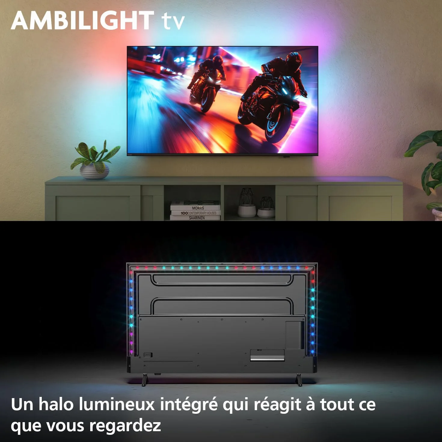 PHILIPS Ambilight 55MLED910 'The Xtra' Mini LED 4K Smart TV - Écran 55 Pouces avec P5 Perfect Picture Engine Ultra HD, Titan OS, Dolby Vision et Son Dolby Atmos