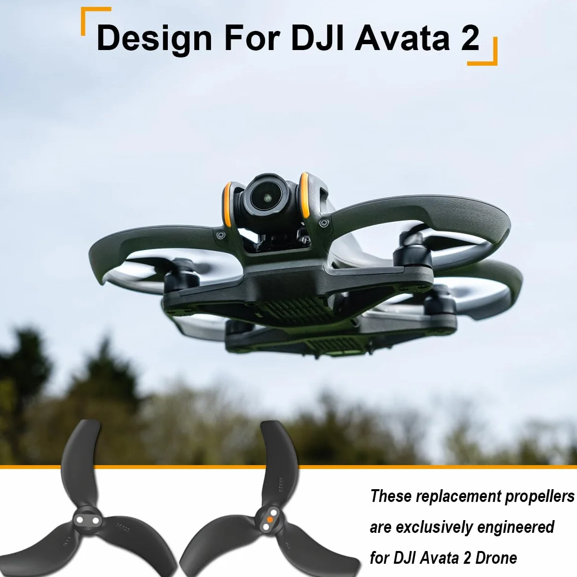 Hélices 3032S de Rechange pour Drone DJI Avata 2, Pales de Drone Pliables à démontage Rapide et à Faible Bruit, pièces et Accessoires pour Avata 2 avec vis et Tournevis (Noir)