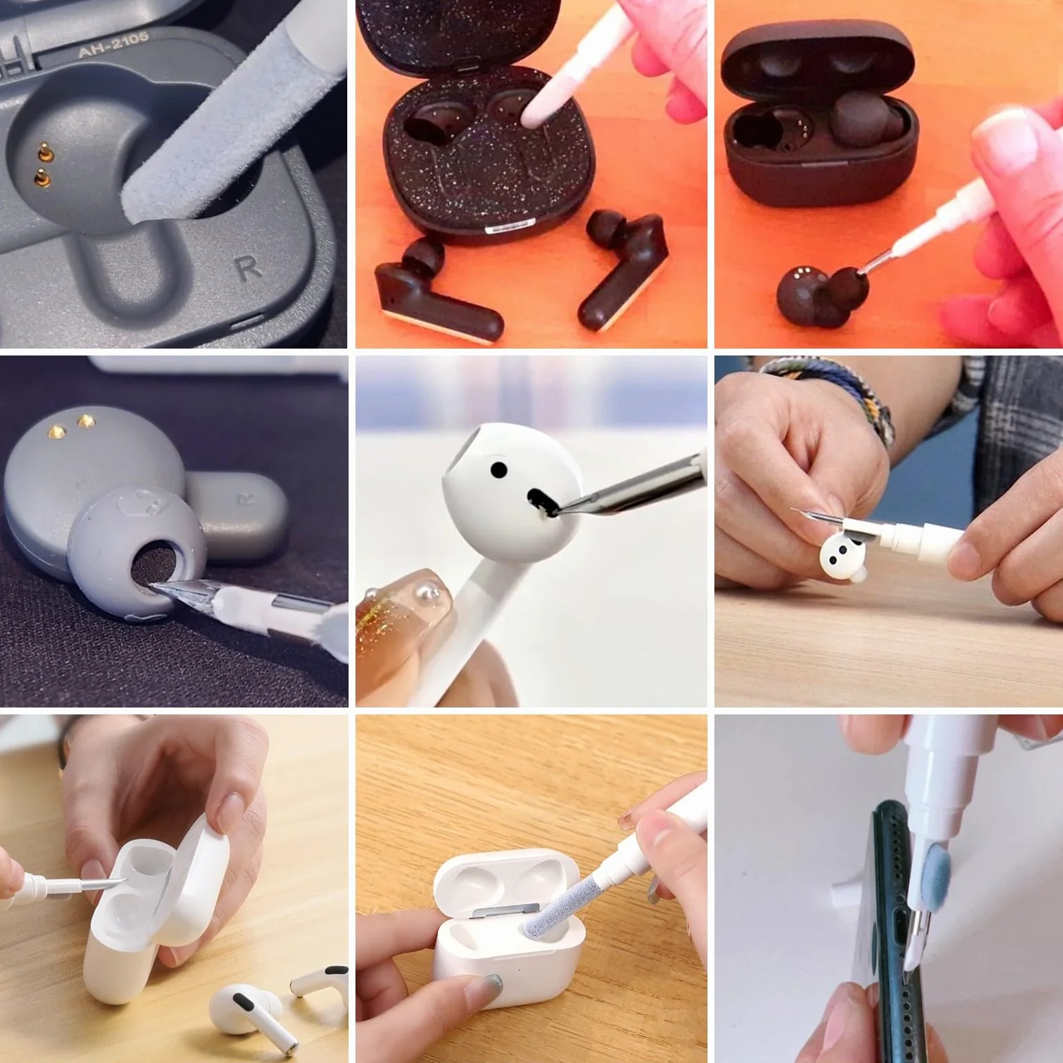 Kit Nettoyage pour Écouteurs sans Fil, Stylo-Brosse Nettoyage pour AirPods Samsung