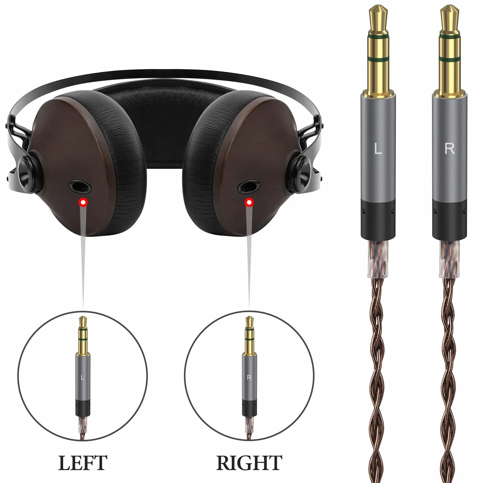 GEEKRIA Apollo Câble audio de mise à niveau en cuivre monocristal, compatible avec Meze Audio 99 Classics, 109 PRO, LIRIC 2, Strada, 4,4 mm vers double 3,5 mm (1,5 m)