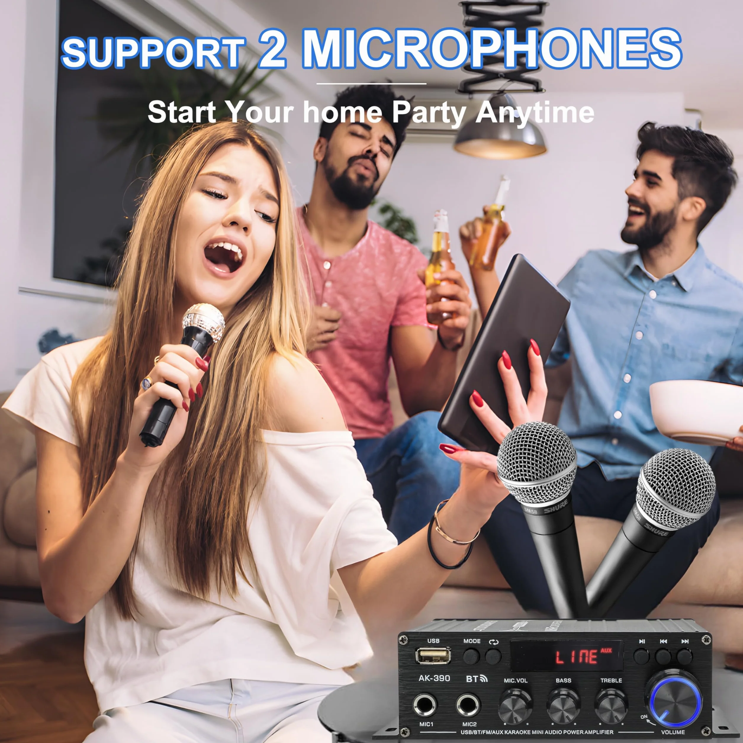 Amplificateur Hifi Bluetooth 5.0 2 Canaux 40W+40W 400W 12V 5A avec Télécommande