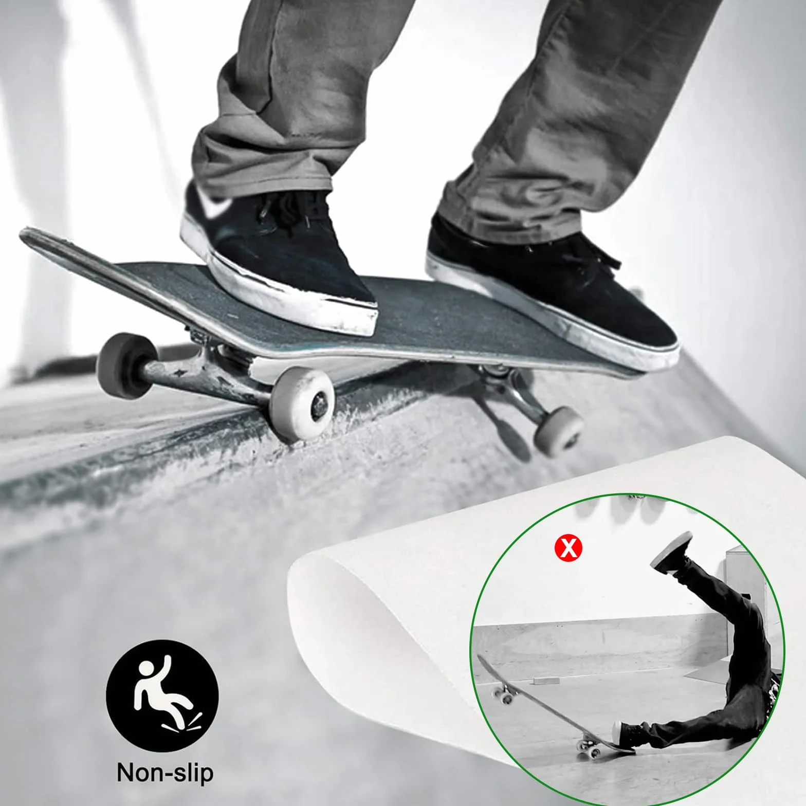 Sangle de Skateboard Transparente 33x9 Pouces Antidérapante Imperméable Grip pour Skateboard Longboard