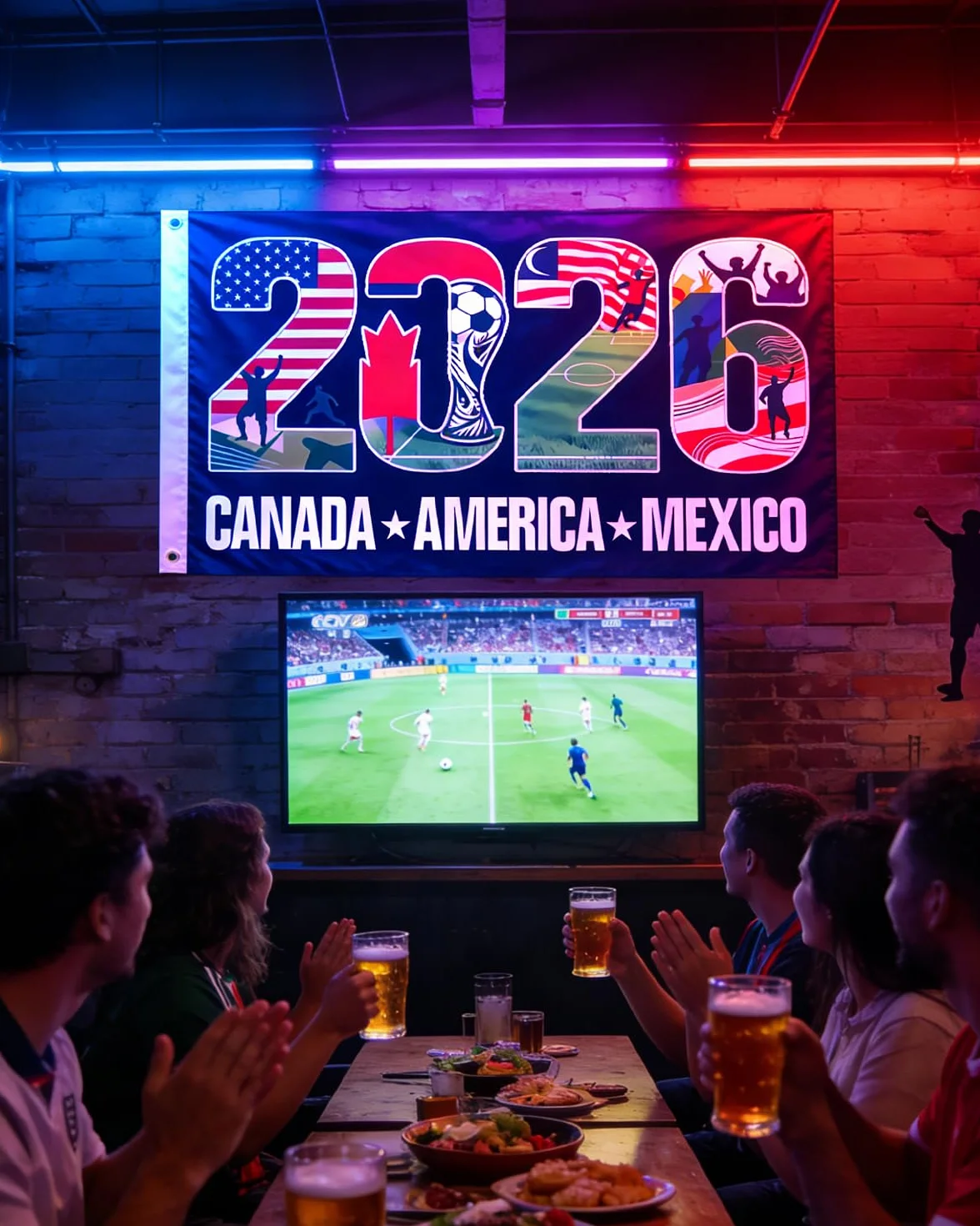 Drapeau Coupe du Monde 2026 150×90 CM Fanion Foot