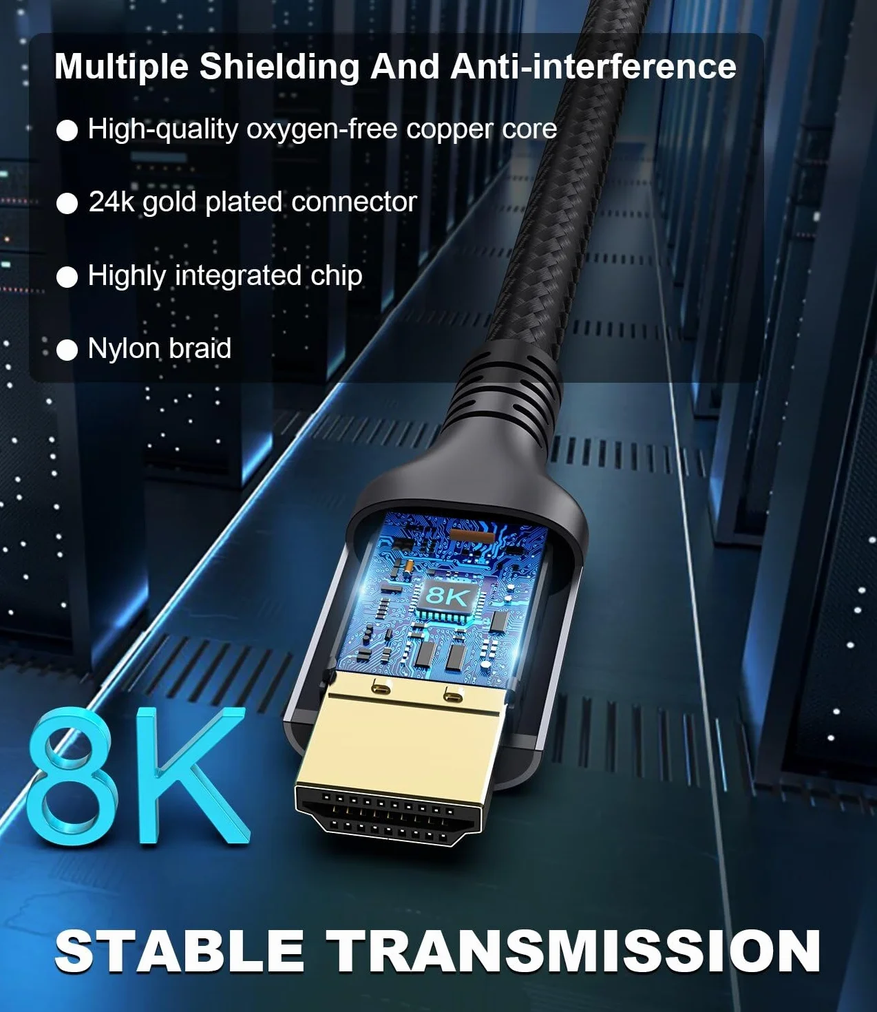 Certifié Câble HDMI 2.1 10K 8K 1M, 48Gbps Câble HDMI Ultra Haut Débit Ethernet CEC 4K 240Hz 200Hz 165Hz 144Hz 120Hz 10K 8K 60Hz ARC eARC Netflix HDCP2.3 HDR10+ PC Laptop RTX5090 TV Écran Projecteur