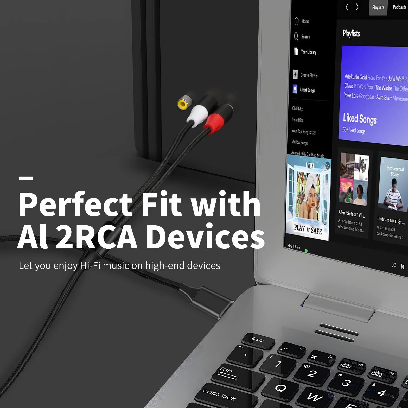 Câble 2 RCA USB C Audio Stéréo Adaptateur Type C Mâle vers 2RCA Mâle Y Auxiliaire Audio Câble Numérique Compatible avec Phone 15/Pad/Amplificateur/Home Cinéma/Enceinte/HDTV etc.