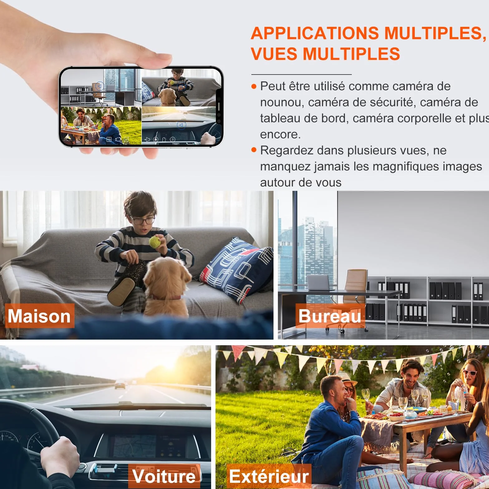 Bextgoo Mini Camera sans Fil, Options Wi-FI ou sans Wi-FI, 4K Camera de Surveillance sans Internet avec avec Carte TF 32 Go, Vision Nocturne, Mini Camera pour Maison/Intérieur/Extérieur(Noir)