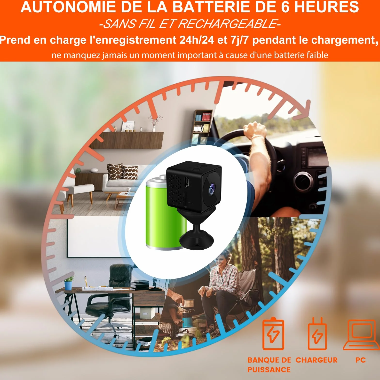 Bextgoo Mini Camera sans Fil, Options Wi-FI ou sans Wi-FI, 4K Camera de Surveillance sans Internet avec avec Carte TF 32 Go, Vision Nocturne, Mini Camera pour Maison/Intérieur/Extérieur(Noir)