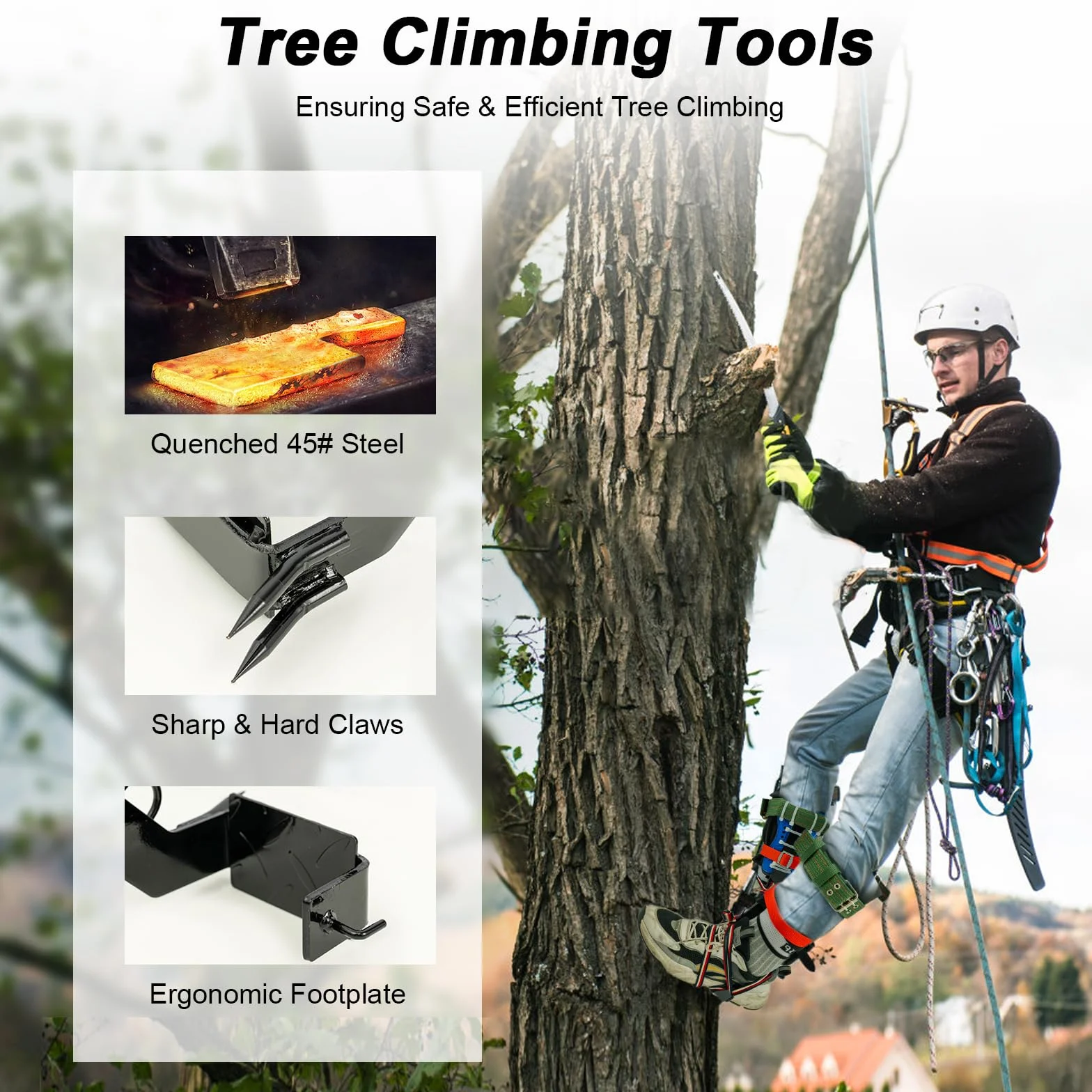 Ensemble équipement escalade arbres pointes professionnelles ceinture 5 points crampons 2 dents corde sécurité