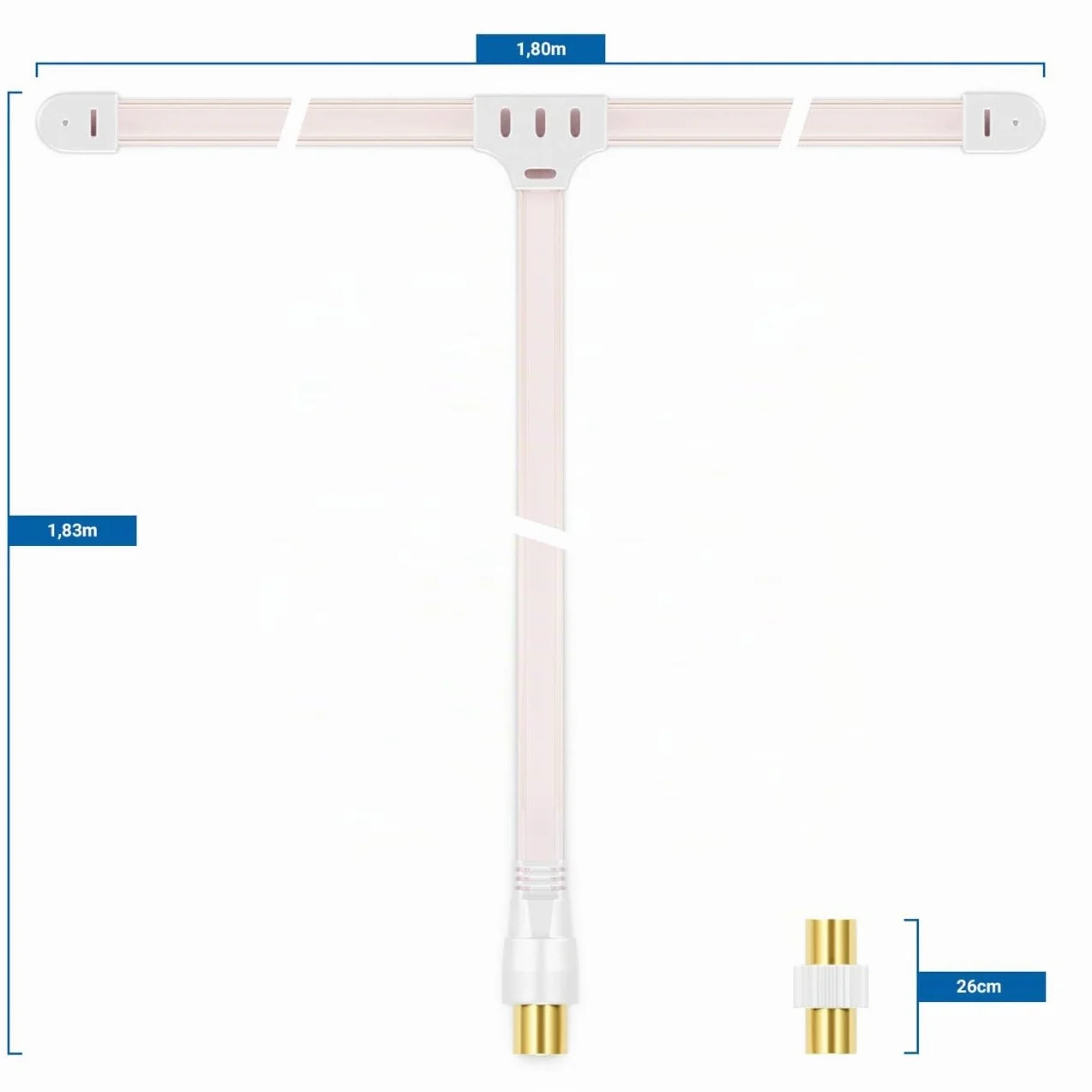 deleyCON 1 Pièce FM AM UKW Antenne Dipole Intérieure Connecteur Coaxial 75 Ohms Récepteur HiFi Stéréo Système Tuner FM Radio