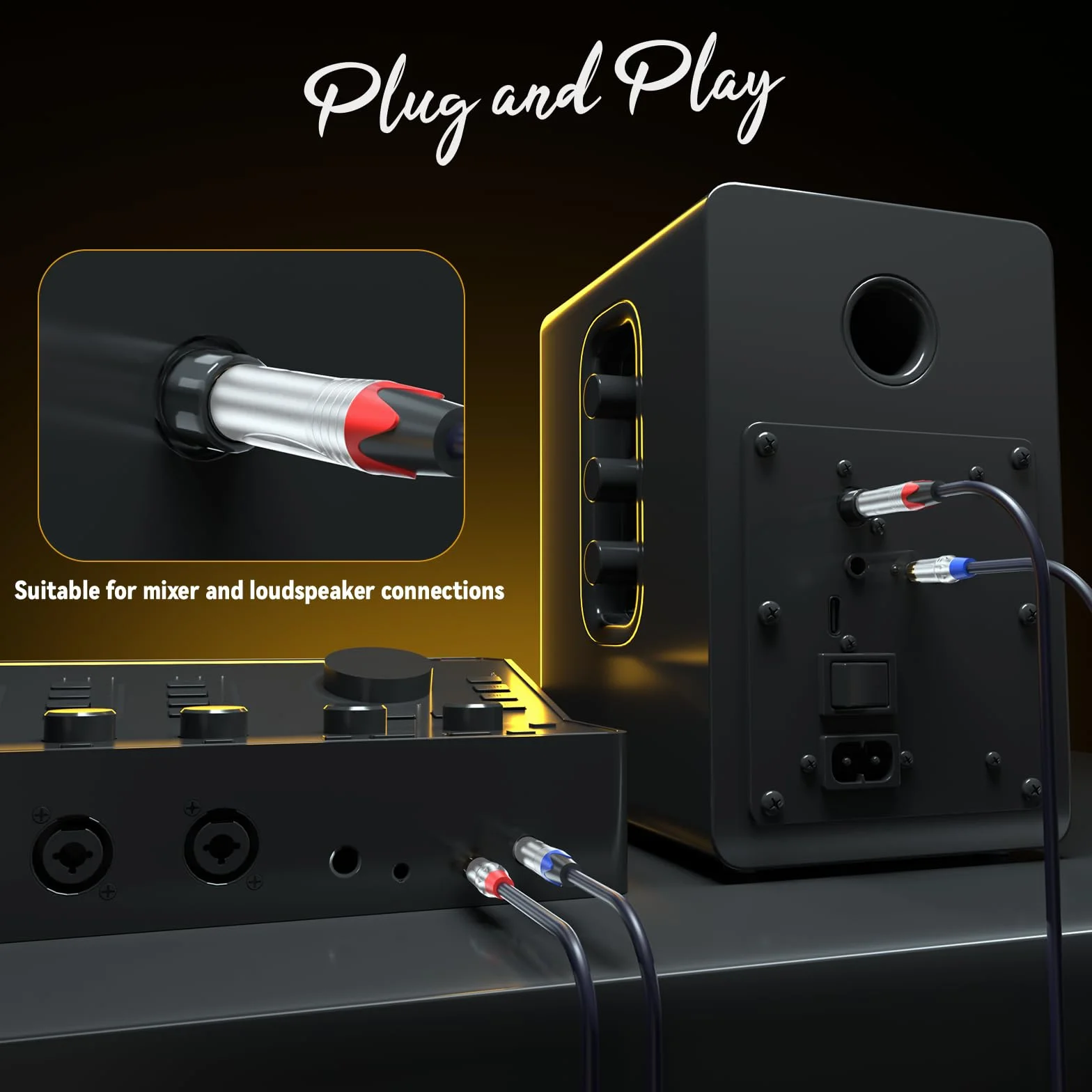 Tisino RCA vers Jack 6,35mm Câble, 2 x RCA mâle vers 2 x jack mono Audio Connecteur Adaptateur, 1m