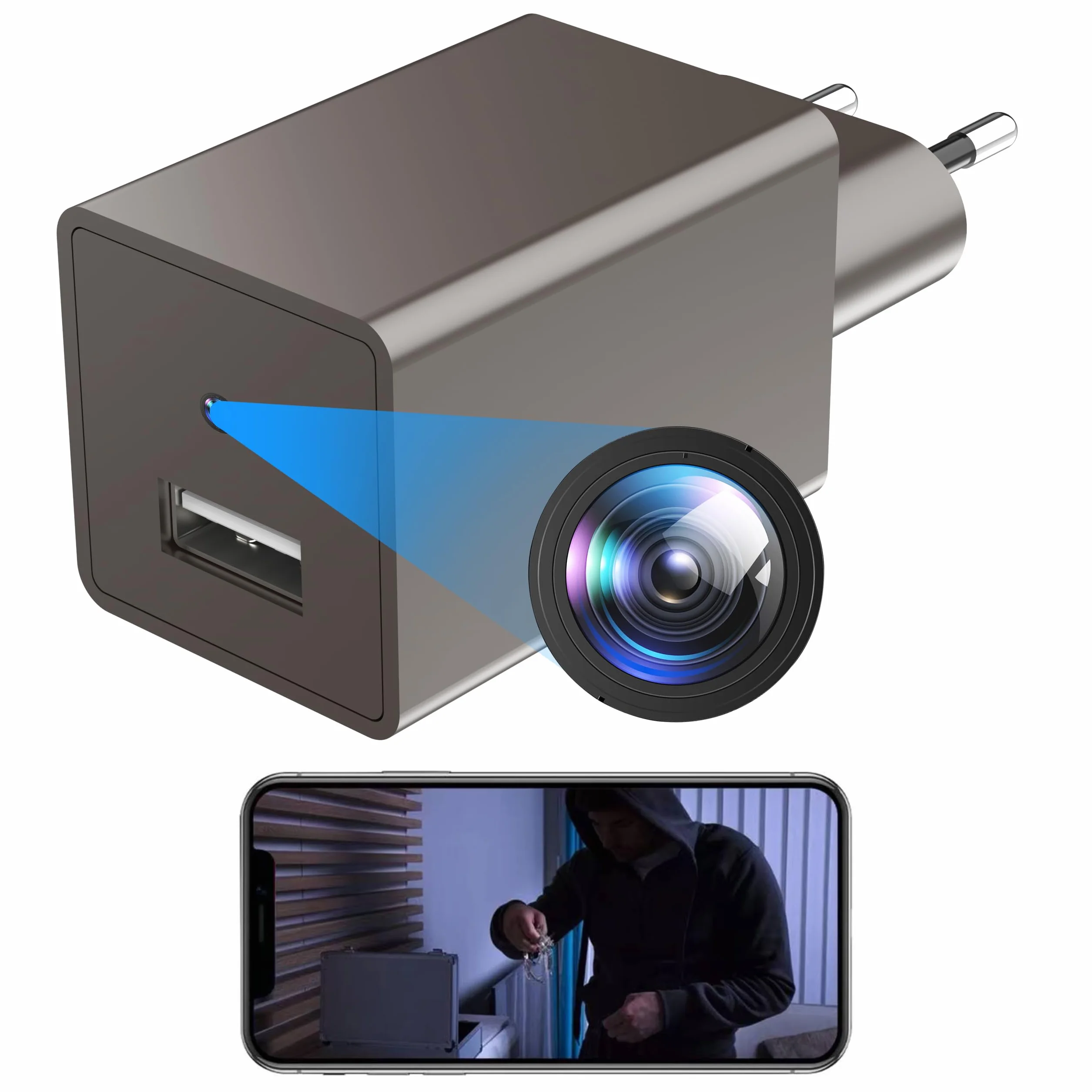 Camera Espion 1080P WiFi Mini Caméra Surveillance sans Fil Discrete avec Détecteur Mouvement (Pale Brown)