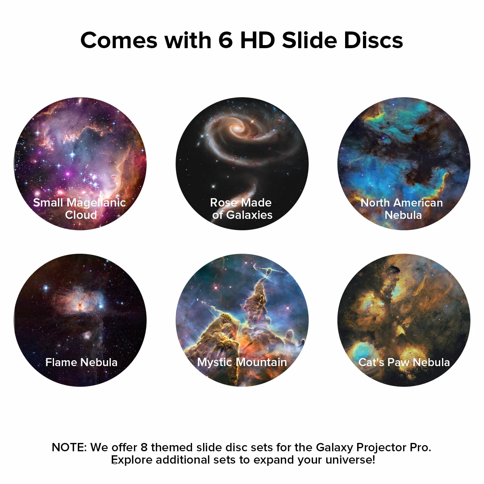 YUNRAY Galaxy Projector Disc – Diapositives de Projecteur Ultra HD, compatibles avec Le YUNRAY Galaxy Projector Pro et Les Modèles SKE-TKQ01 & BL-DQY02 (Pro Version) – Set de 6 Disques