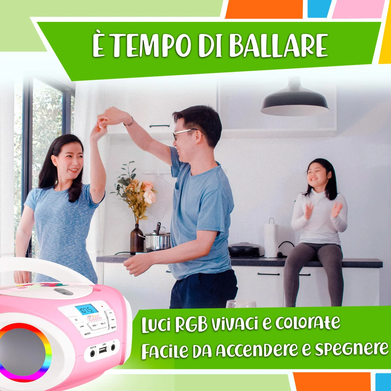 Tinygeeks Tunes Lecteur CD Enfant - Nouveauté - Radio FM - Piles incluses - Radio Mignon avec Haut-parleurs - Le Cadeau Parfait pour Les Tout-Petits - Rose