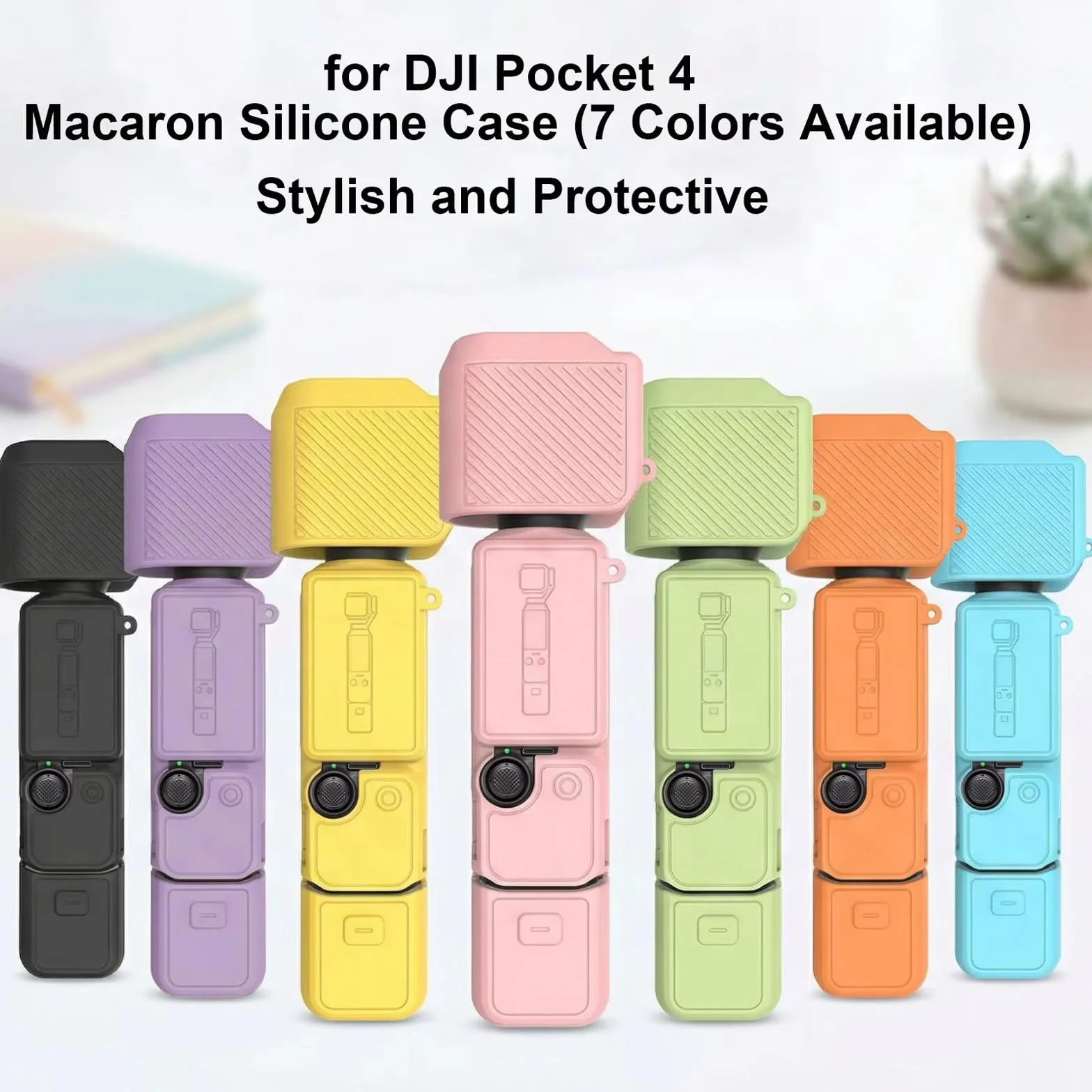 Étui en Silicone pour DJI Osmo Pocket 4, Étui de Protection avec Socle en Silicone et dragonne (Marron)