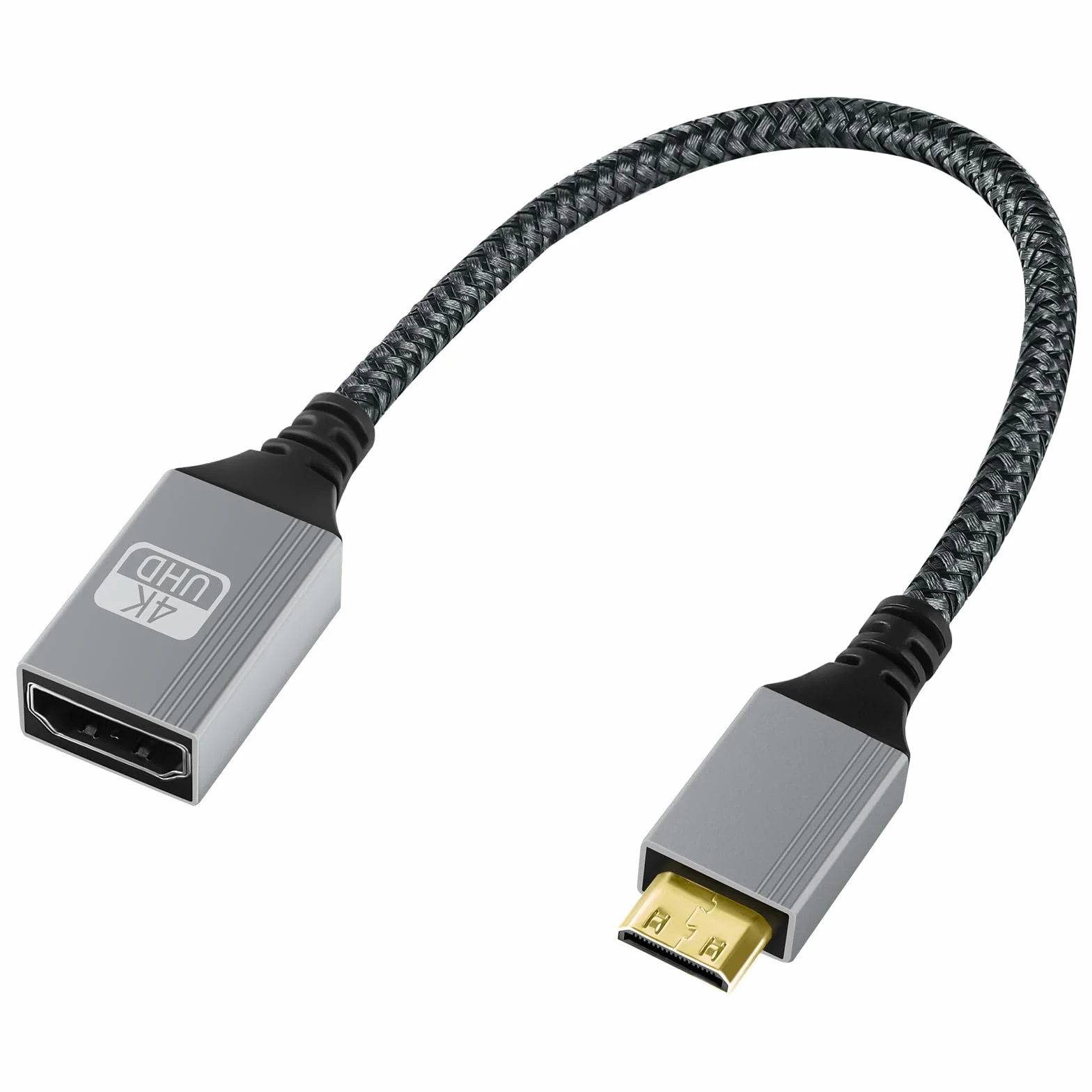 AXFEE Mini HDMI vers HDMI Câble 20cm, 4K 60Hz Mini HDMI Mâle vers HDMI Femelle, en Charge Ethernet,UHD,3D,HDR,Arc,Compatible avec Nikon D7100 Canon EOS RP/R