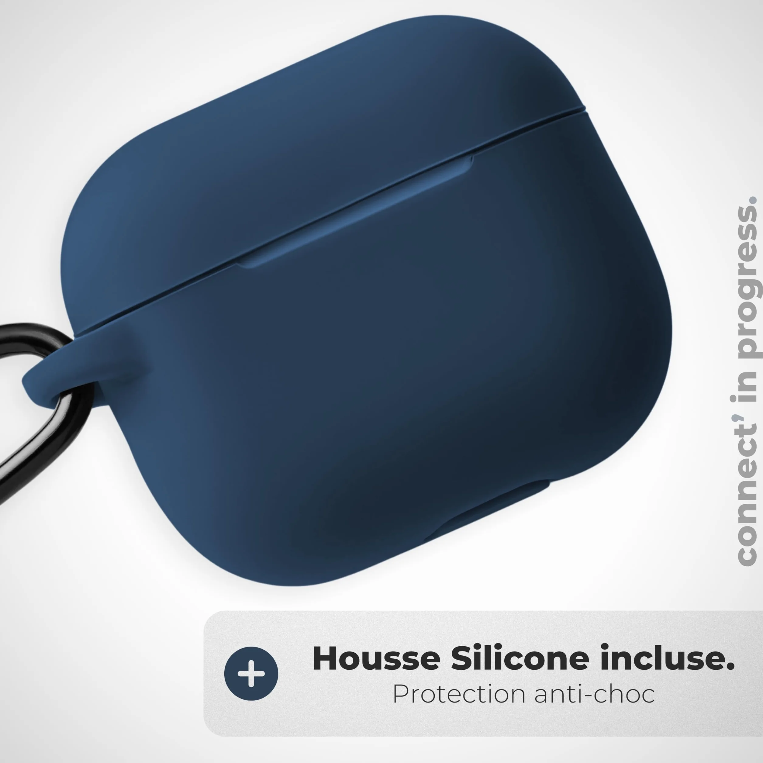 APM Ecouteurs Bluetooth sans Fil, Boîtier de Charge, Ecouteur sans Fil, Son Stéréo, Oreillette Main Libre, Coque Silicone Bleu Nuit, Casque Audio, Compatible PC Smartphone Tablette, Blanc, 600331