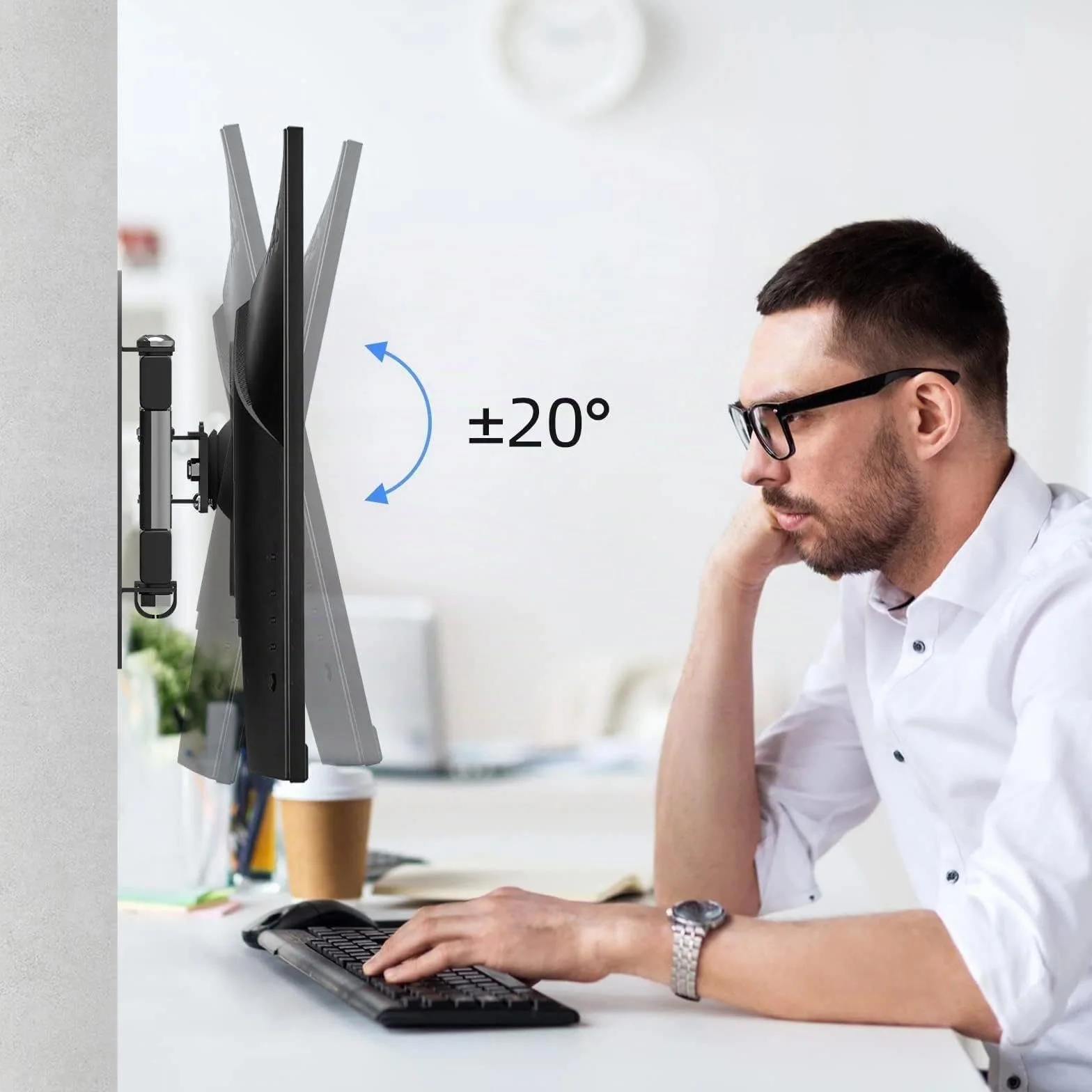 suptek Support TV Mural pour Moniteur et Télévision Plat/Incurvé de 15-32 Pouces, Rotation à 360° Inclinaison 20°, VESA 75x75 / 100x100mm jusqu'à 13 kg, Support Mural TV, Noir, MA2720
