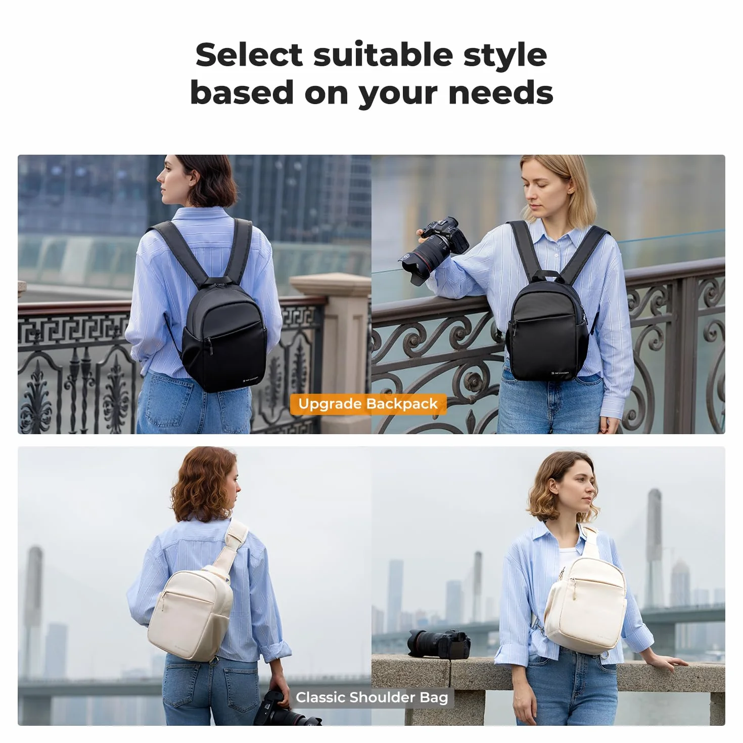 K&F CONCEPT Sac à dos pour appareil photo, petit sac à dos photo compact sacoche de protection épaisse pour appareil photo, résistante à l'eau, compatible avec un appareil photo, tablette 9,7 pouces
