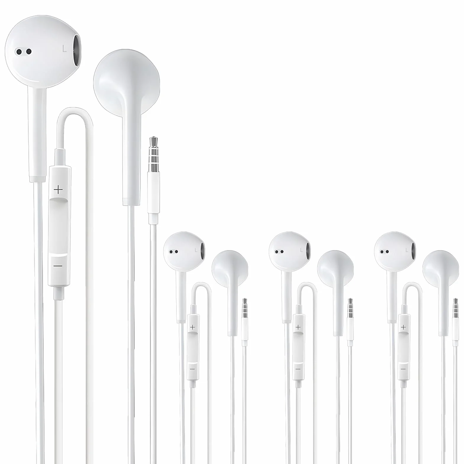Lot de 4 écouteurs Filaires 3.5mm avec Microphone et Contrôle du VolumeAdaptés pour Téléphones Portables Tablettes MP3 Qualité Sonore Exceptionnelle et Confort Optimal
