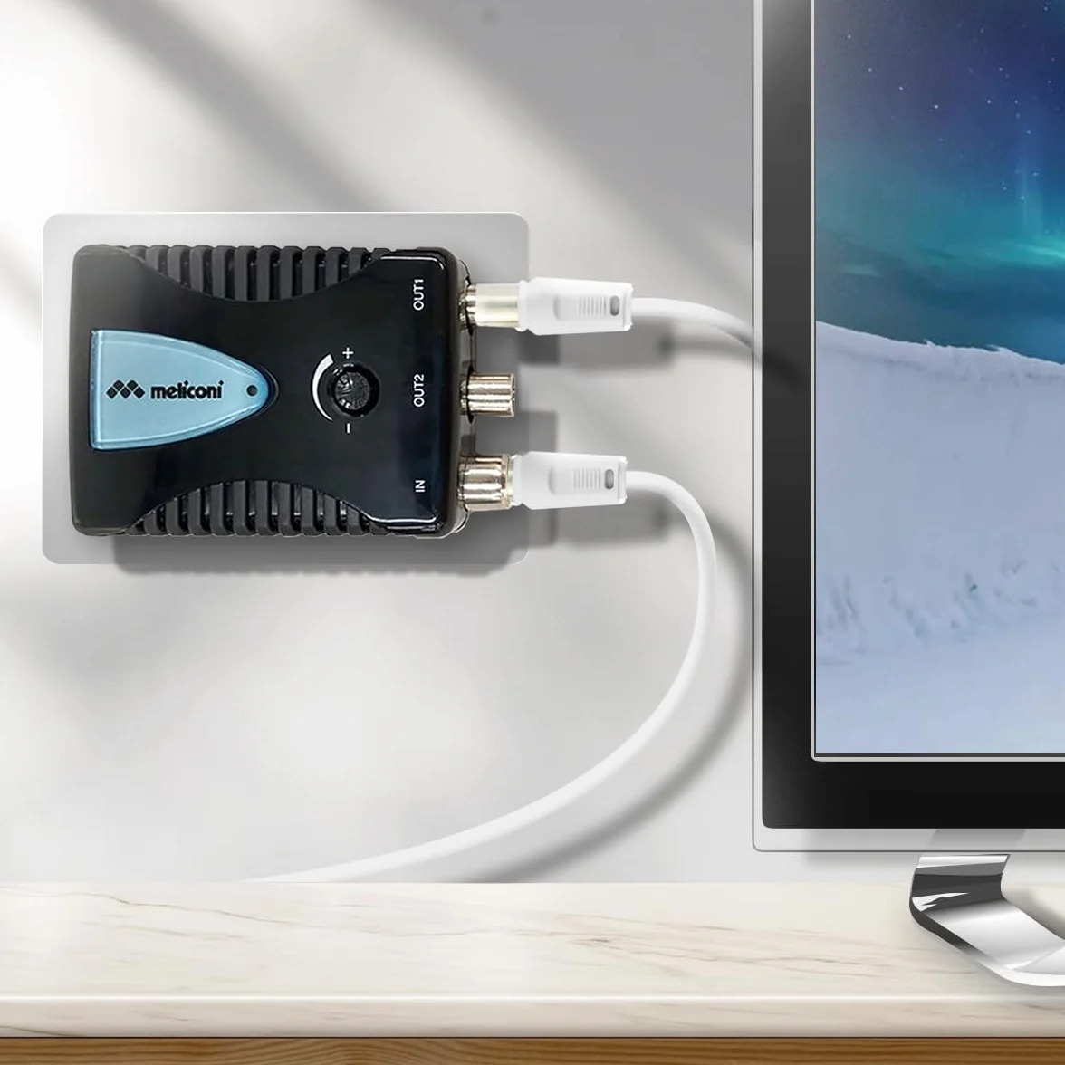 Meliconi AMP200 Amplificateur de Signal Numérique Intérieur Filtre LTE Noir