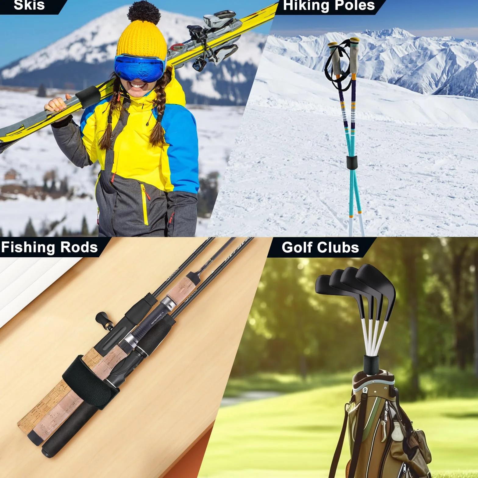 Sangles de Ski Réglables en Nylon pour Transport et Rangement