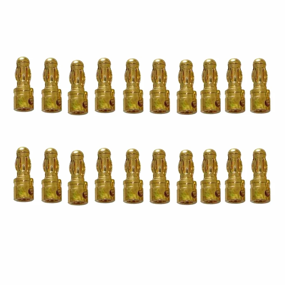 20 Paires Connecteur de Balle de Fiche Banane Mâle Femelle Prise 3.5mm Plaqué Or pour Batterie Moteur Lipo ESC